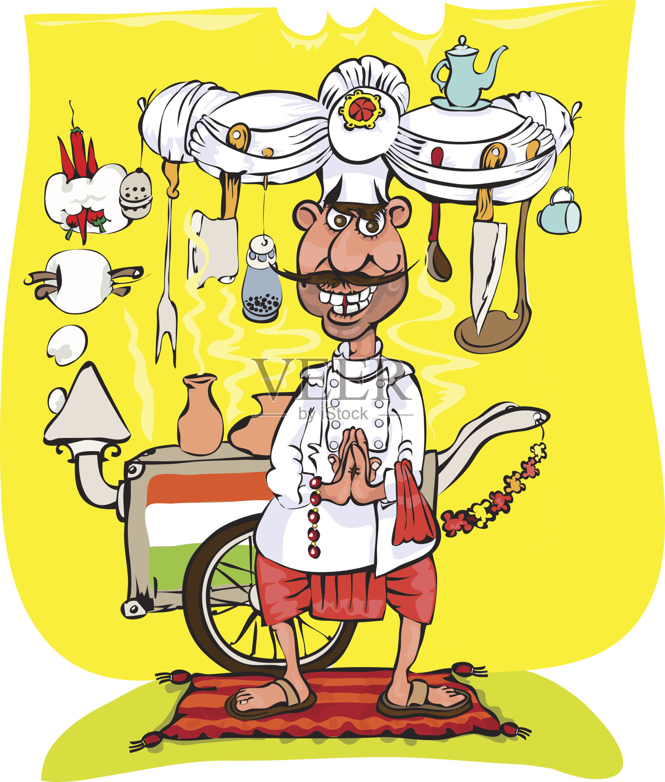 印度厨师插画图片素材