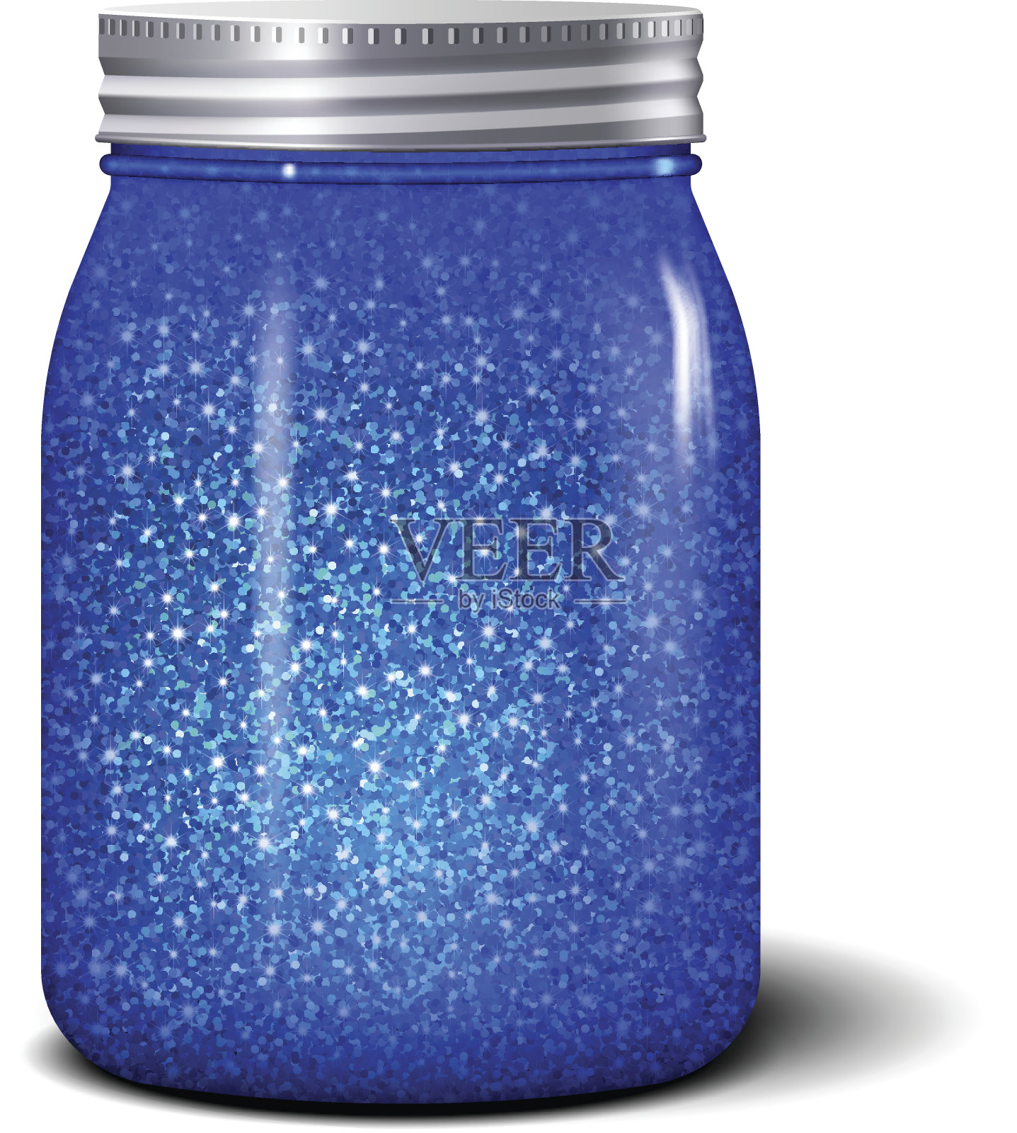 闪闪发光的jar。带有闪亮蓝色火花的现实物体插画图片素材