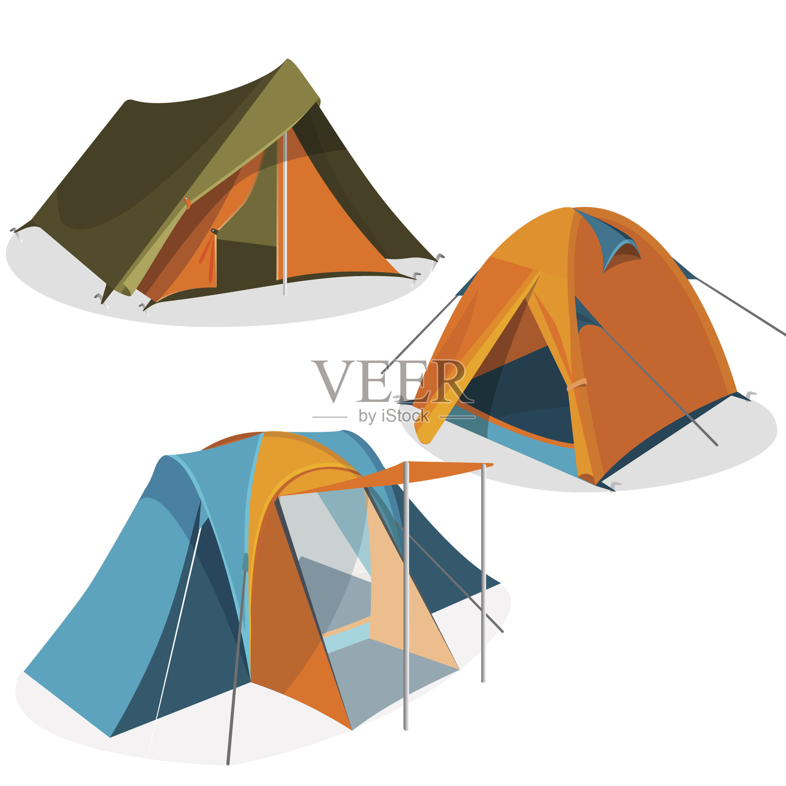 遮阳篷旅游露营帐篷图标收藏。远足亭矢量图设计元素图片