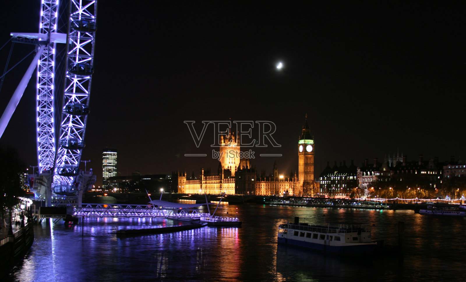泰晤士河的夜景照片摄影图片