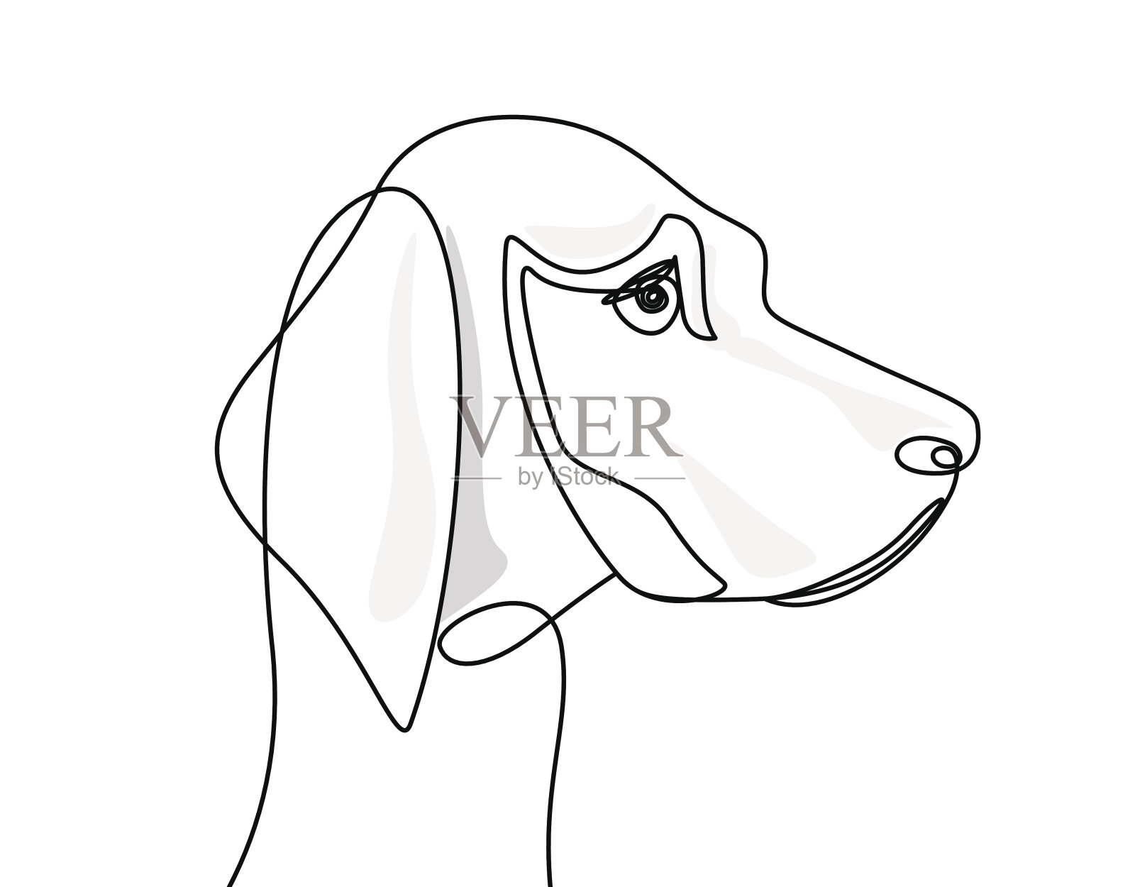 连续的线条画一个狗的头插画图片素材