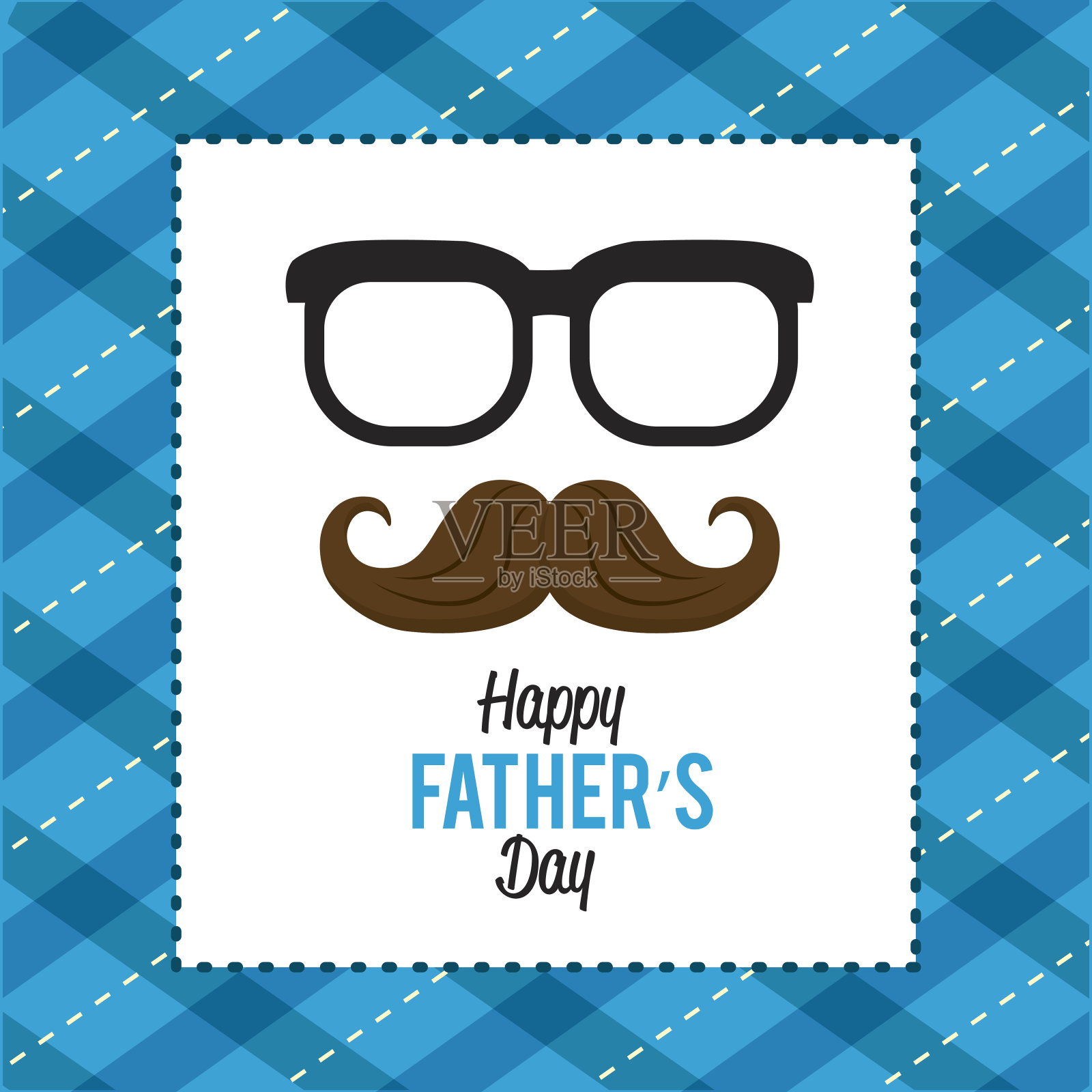 有胡子和眼镜设计的父亲节快乐卡片插画图片素材