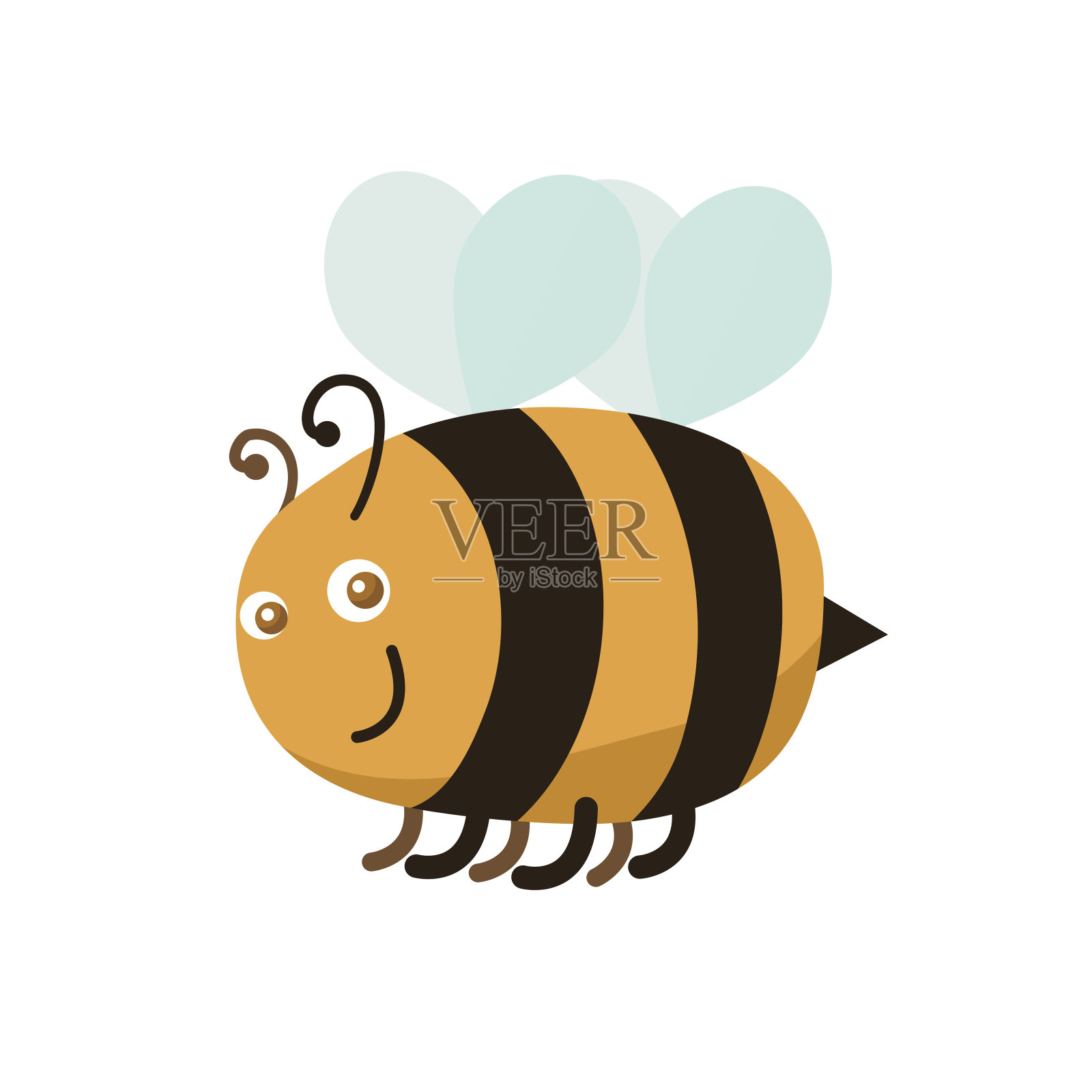 卡通色彩蜜蜂。向量插画图片素材
