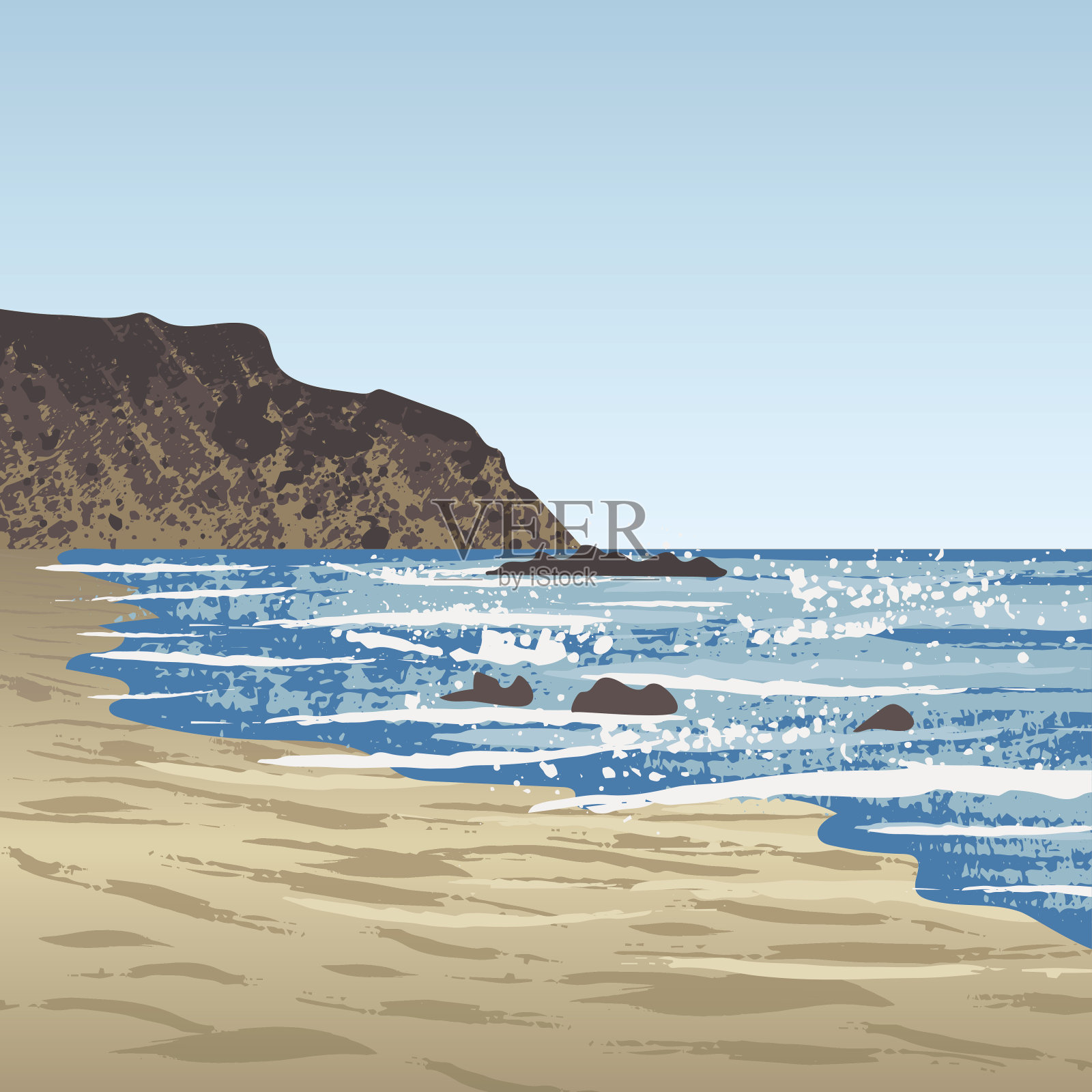 岩石海岸插画图片素材