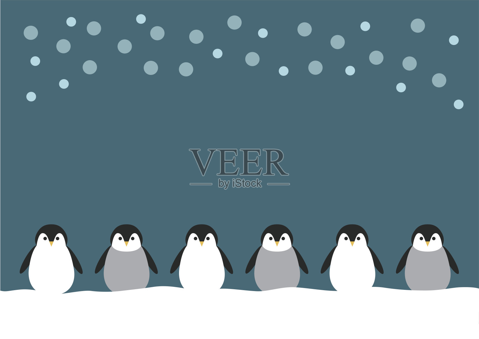 企鹅和雪的插图插画图片素材