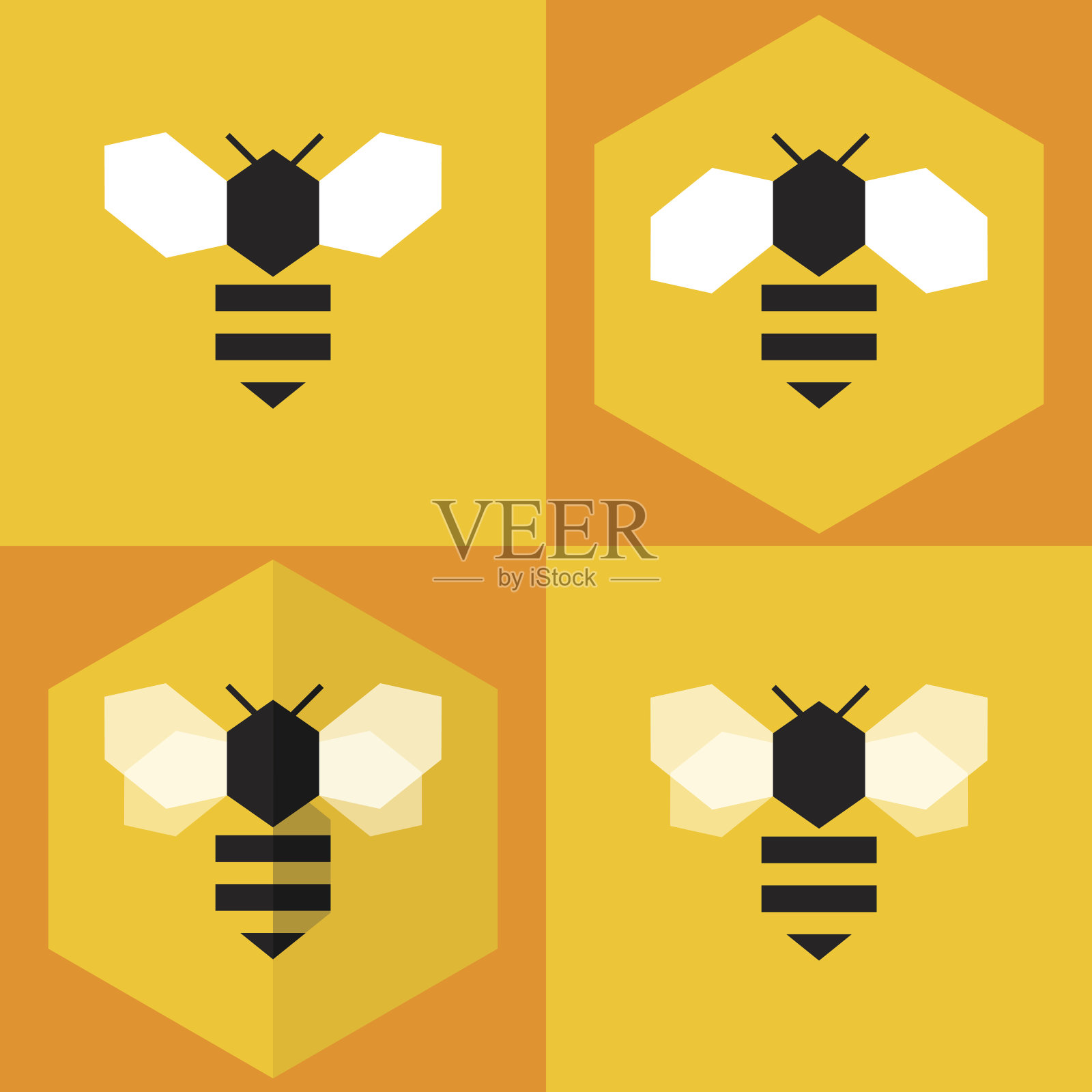 蜜蜂图标设置插画图片素材