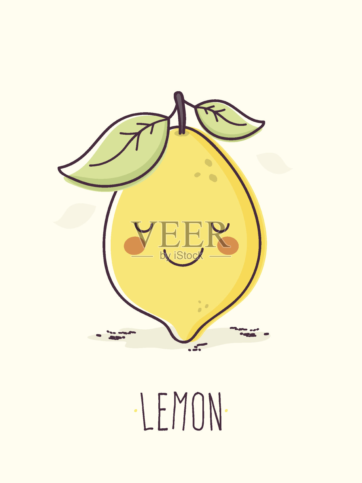 微笑的柠檬插画图片素材