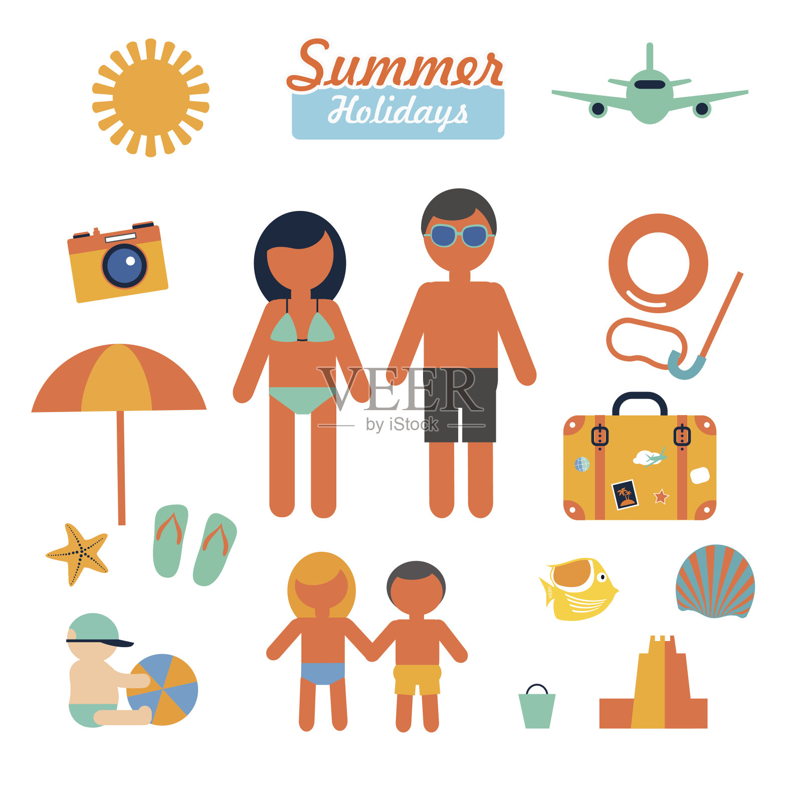 家庭暑假信息图形设计元素插画图片素材