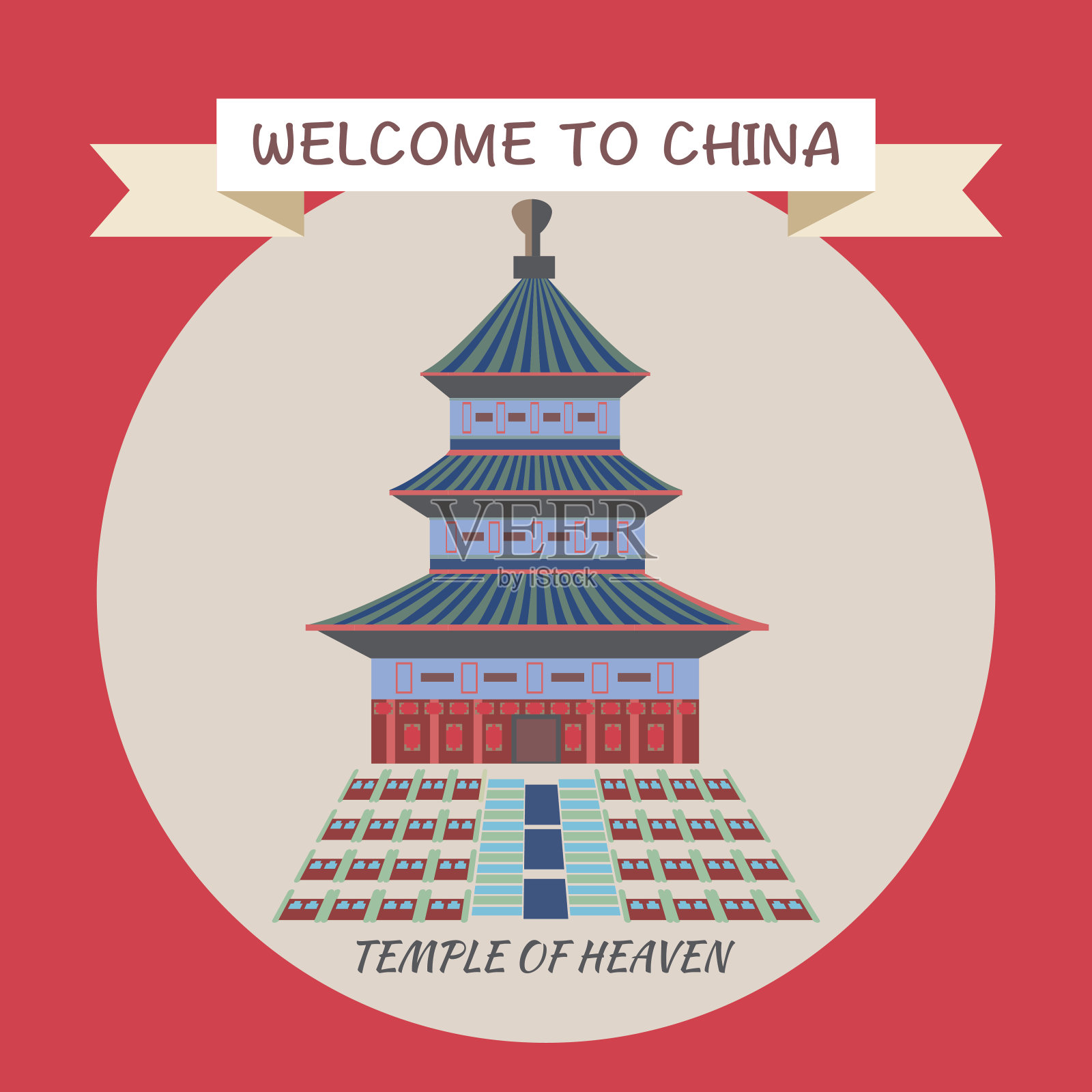 中国北京的天坛。插画图片素材
