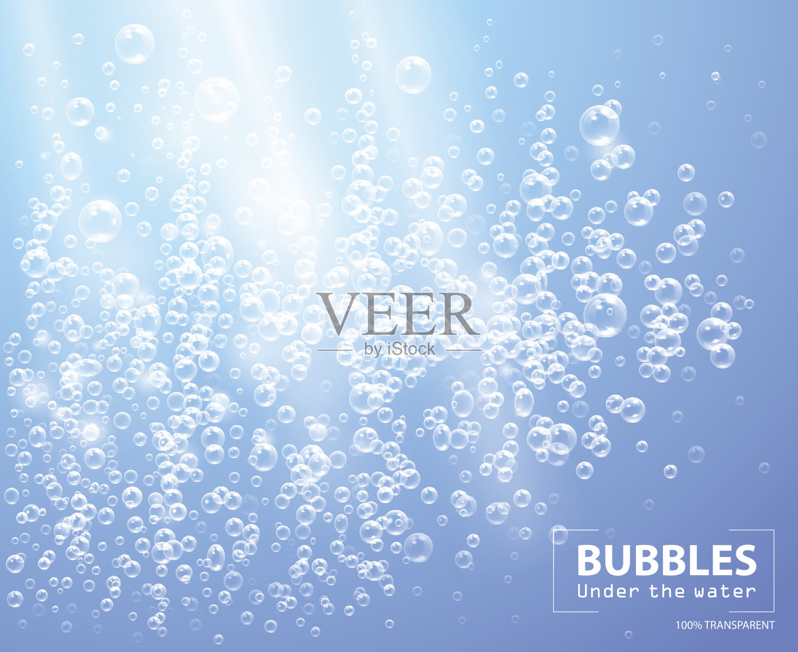 气泡下的水矢量插图在蓝色背景与阳光插画图片素材