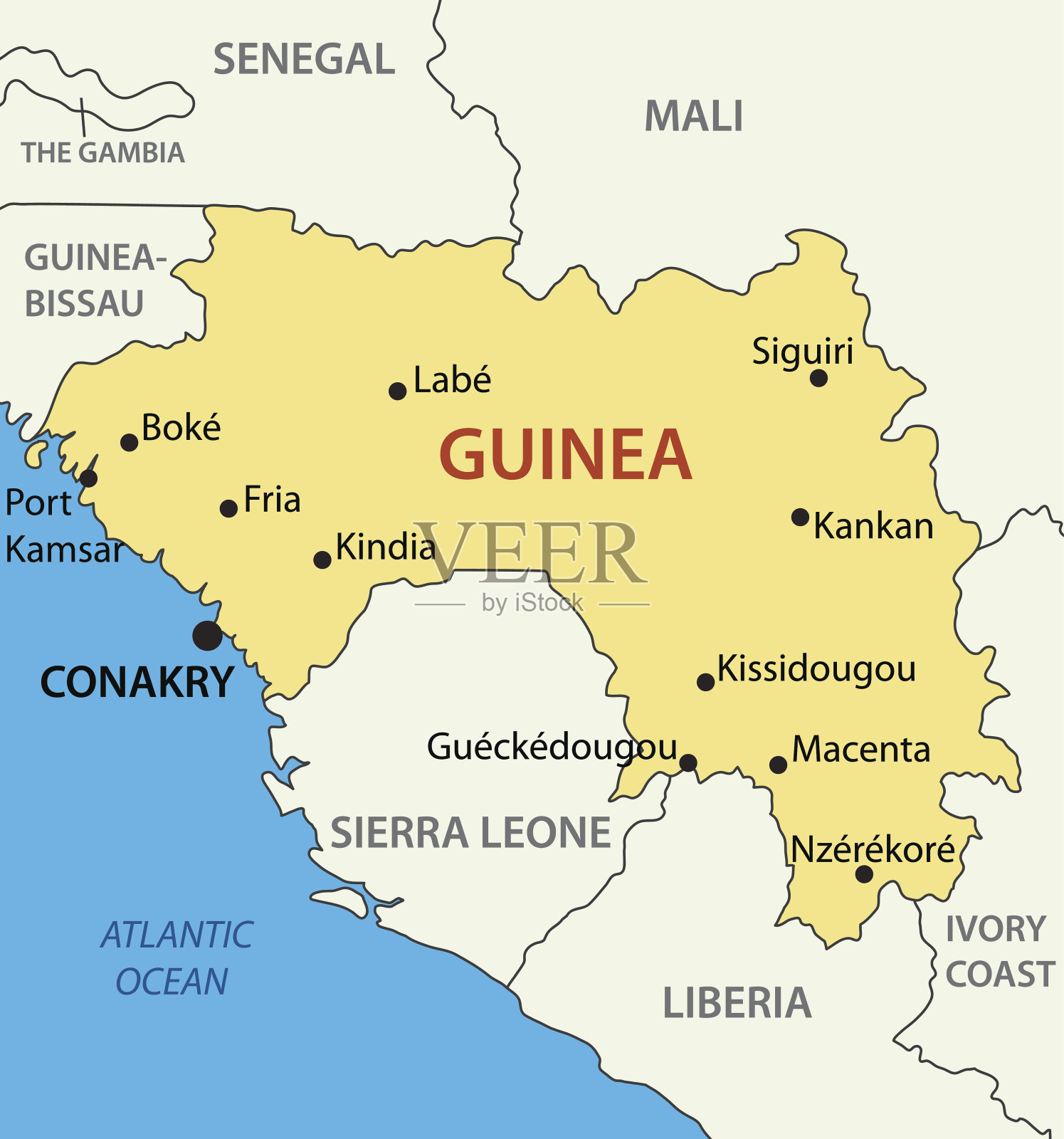 几内亚共和国-矢量地图插画图片素材