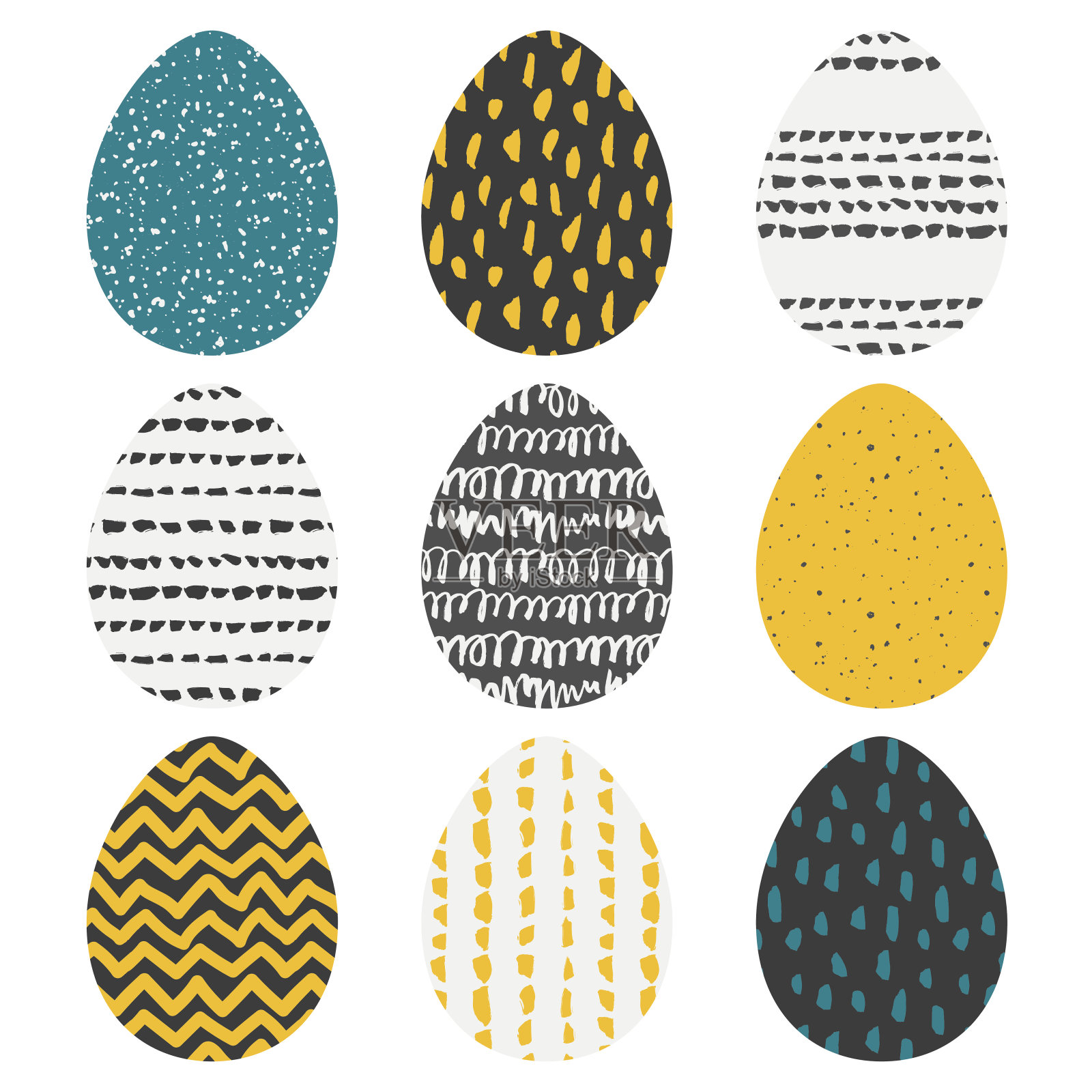 一套9手绘纹理鸡蛋插画图片素材