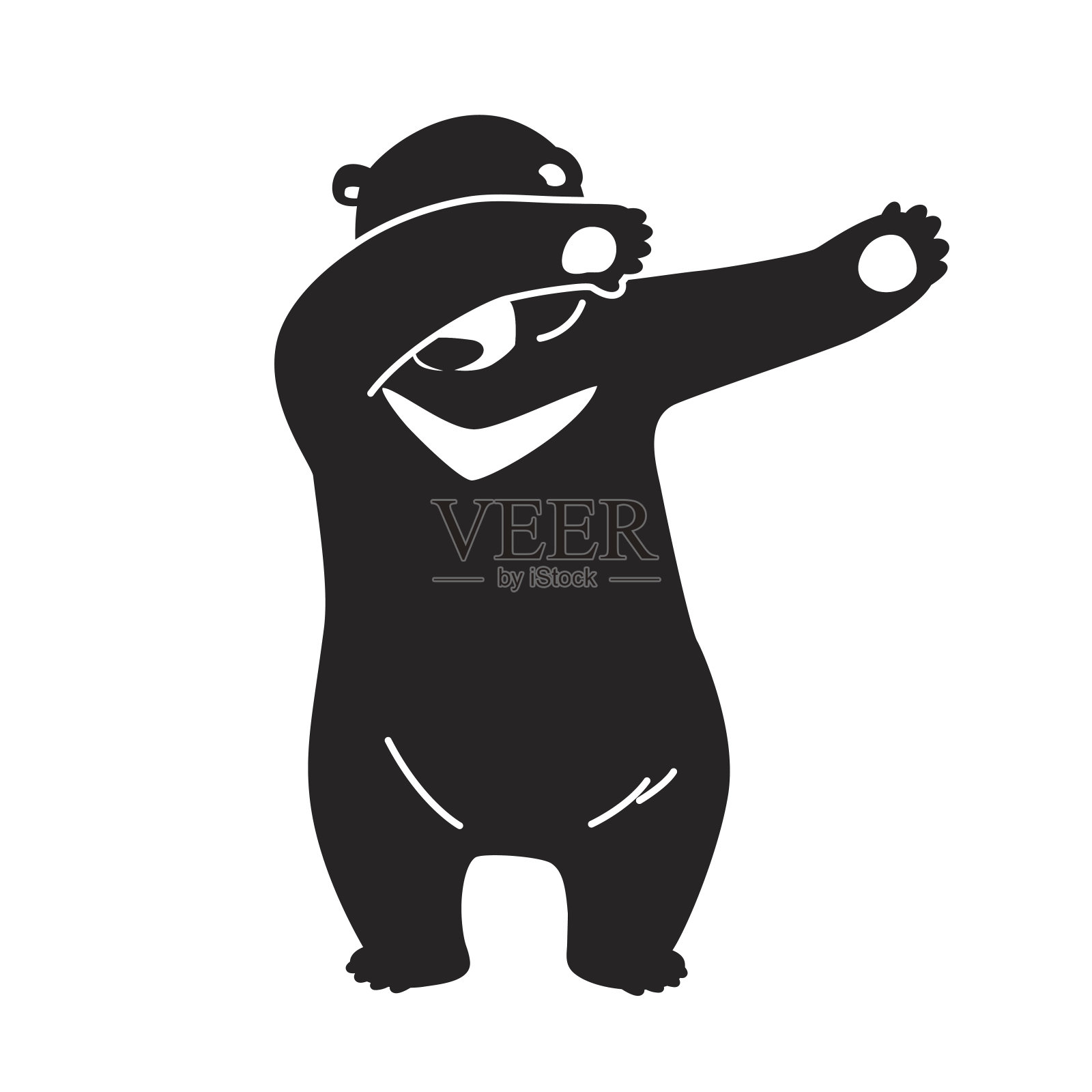 北极熊Dab舞蹈矢量插图涂鸦卡通设计元素图片