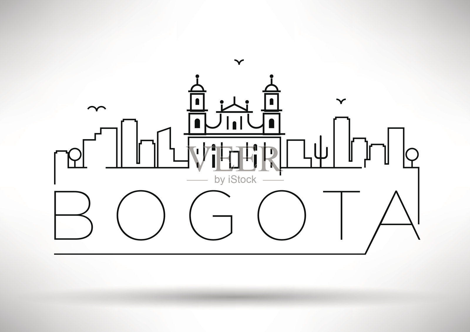 波哥大城市线条剪影排版设计插画图片素材