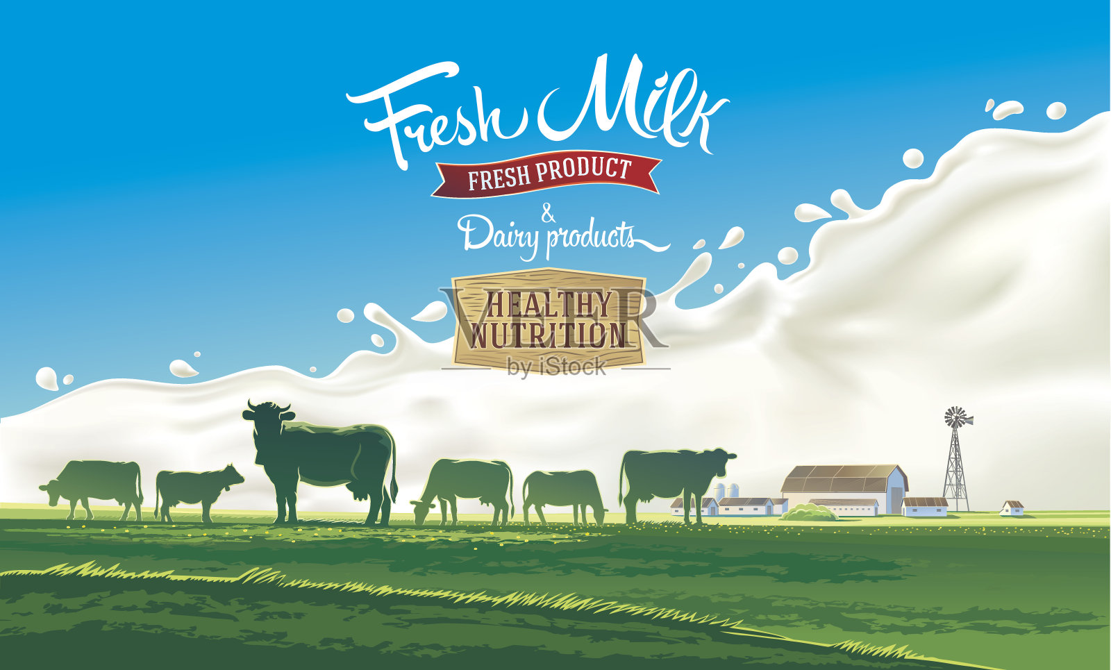 牛奶农场插画图片素材
