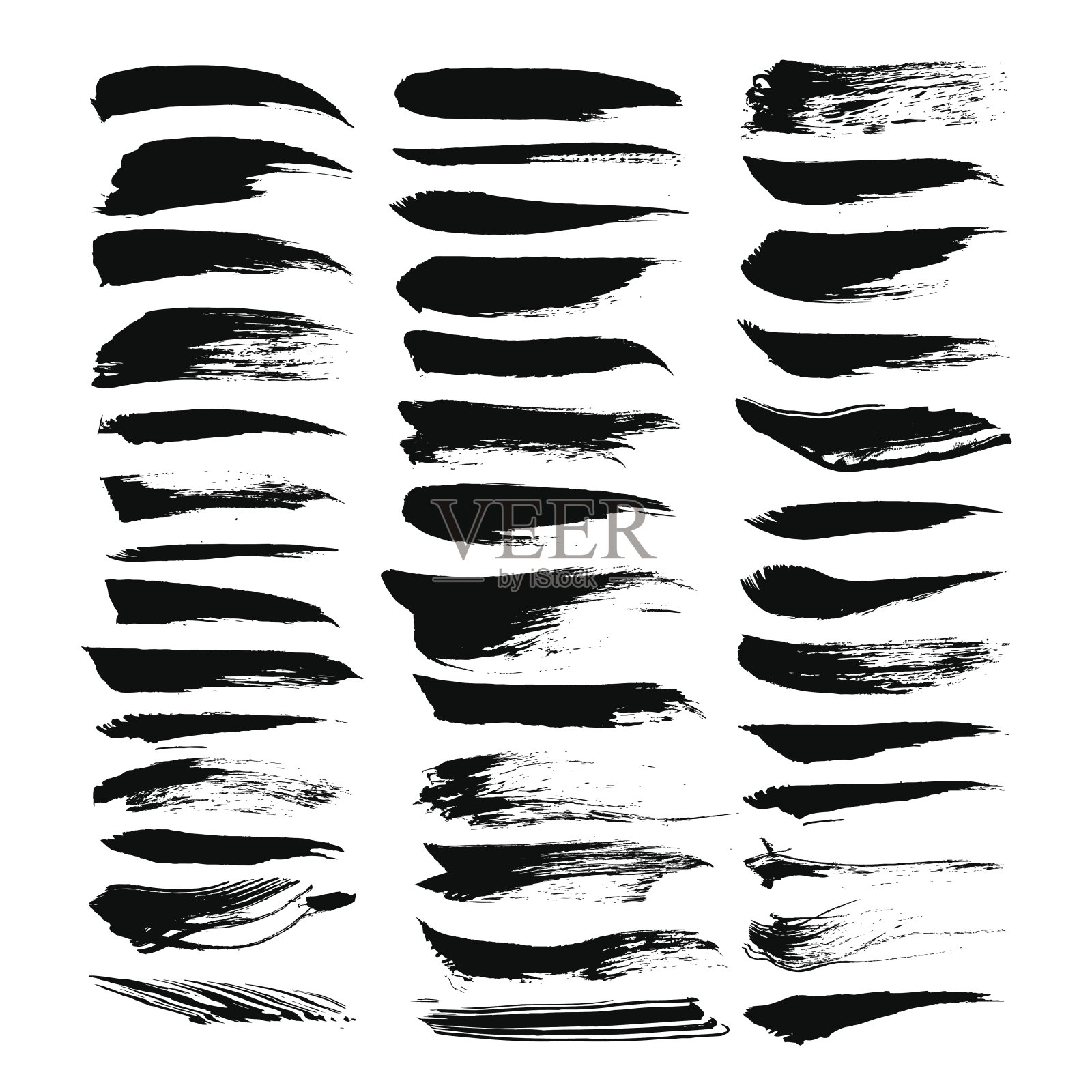 抽象的黑色纹理墨水笔触孤立在白色背景上插画图片素材