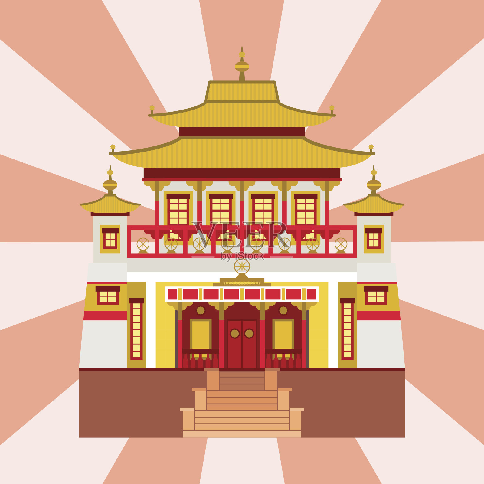 大教堂中国教堂寺庙传统建筑地标旅游矢量插图插画图片素材