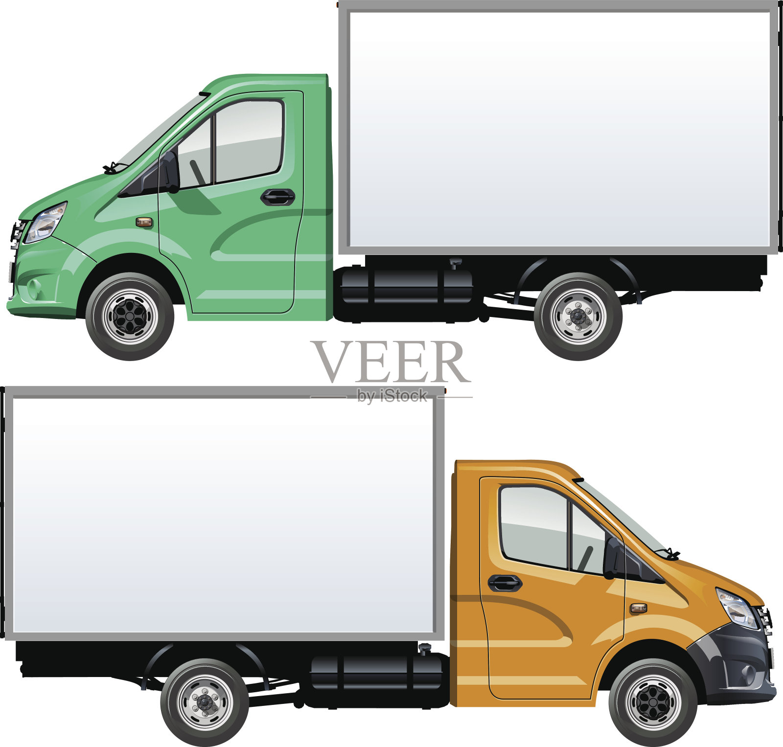 矢量卡车模板隔离在白色设计元素图片