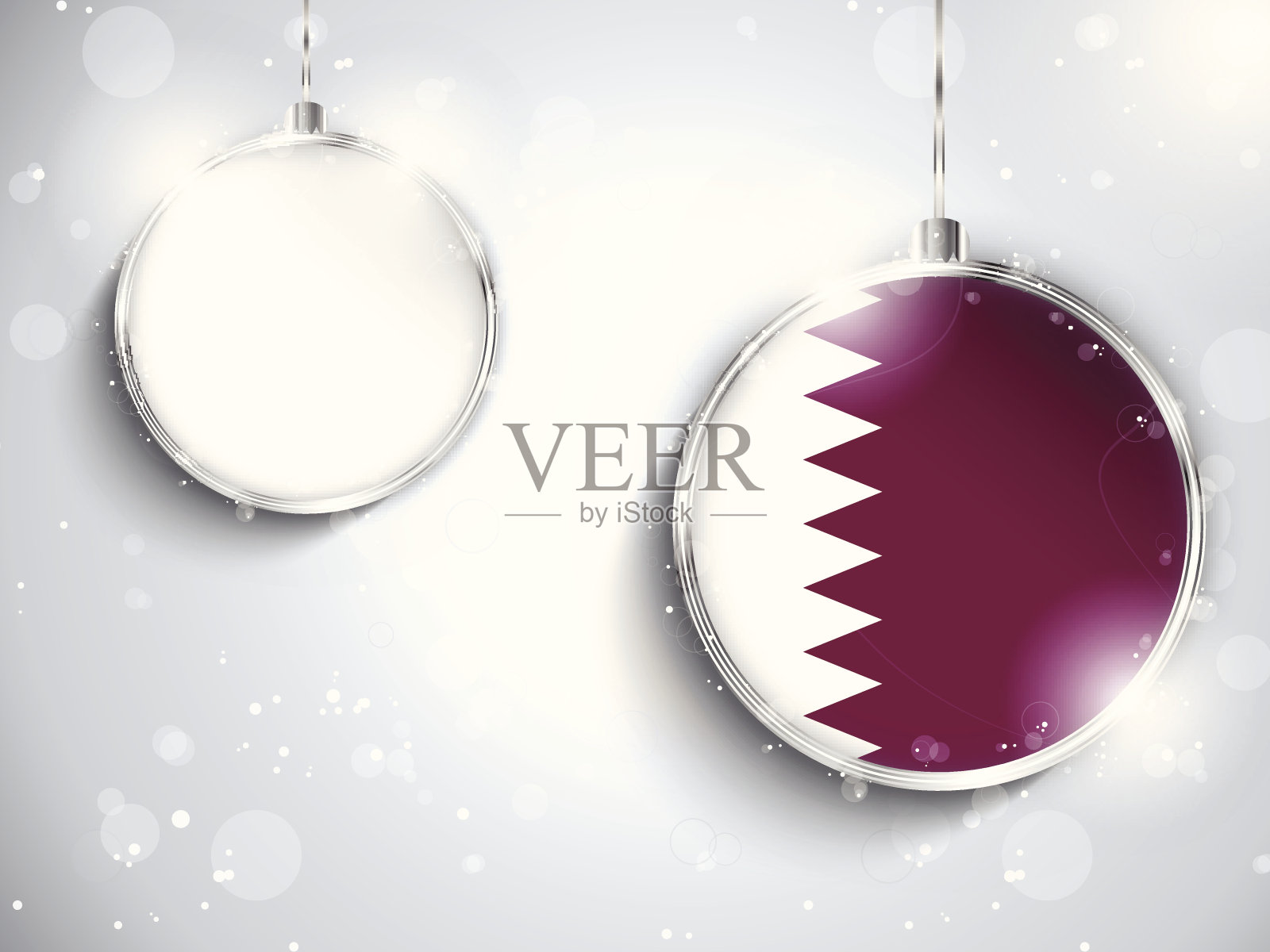 圣诞快乐，卡塔尔国旗银球插画图片素材