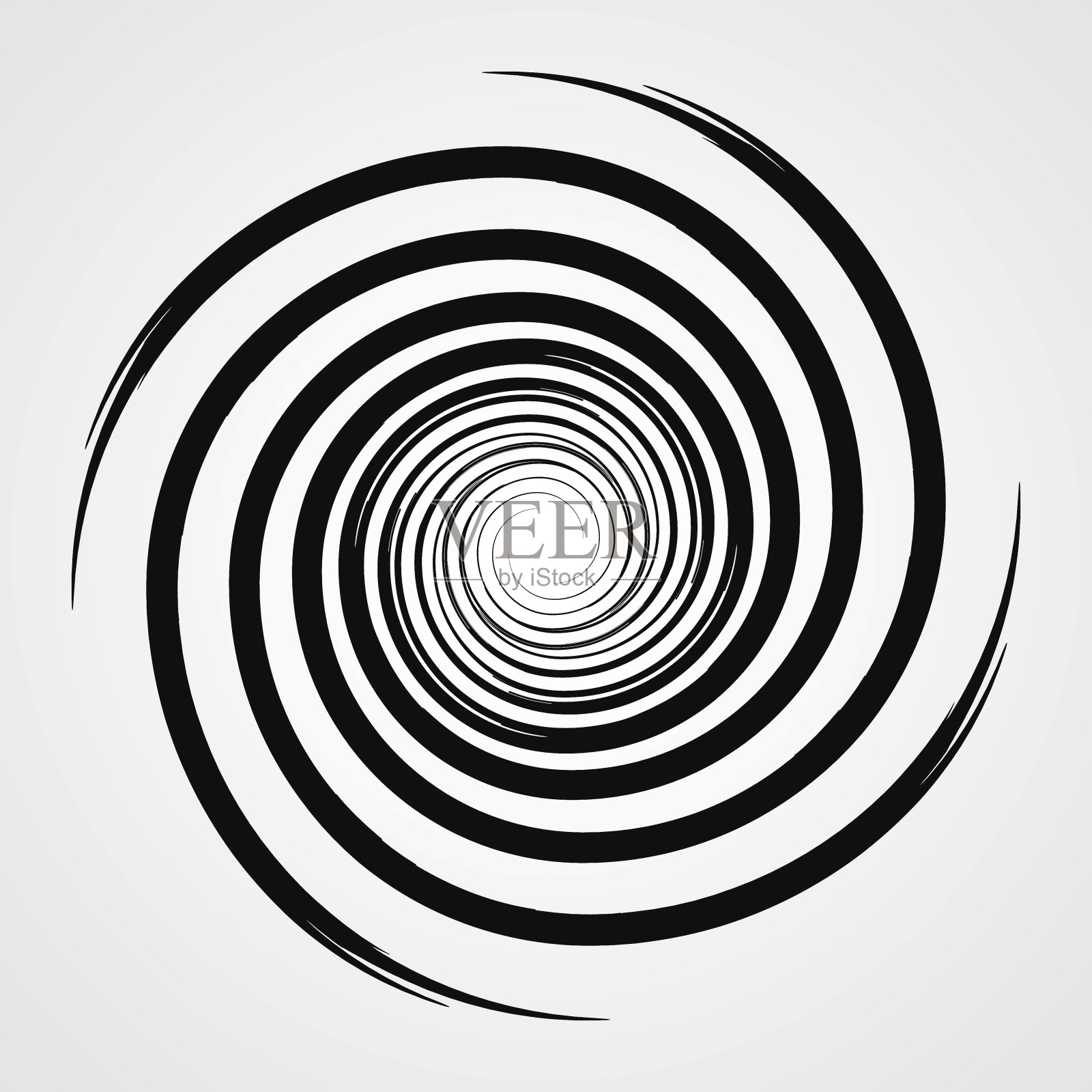黑色螺旋漩涡圆与画笔矢量插图设计元素图片