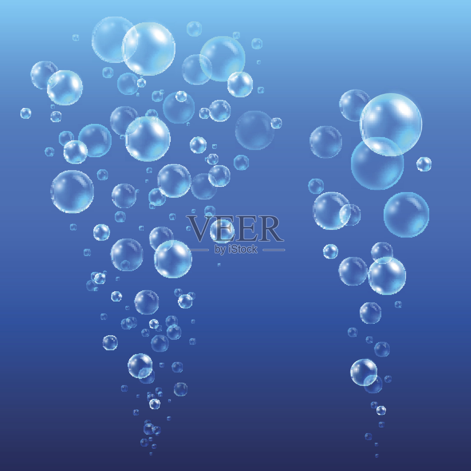 一组蓝色气泡插画图片素材