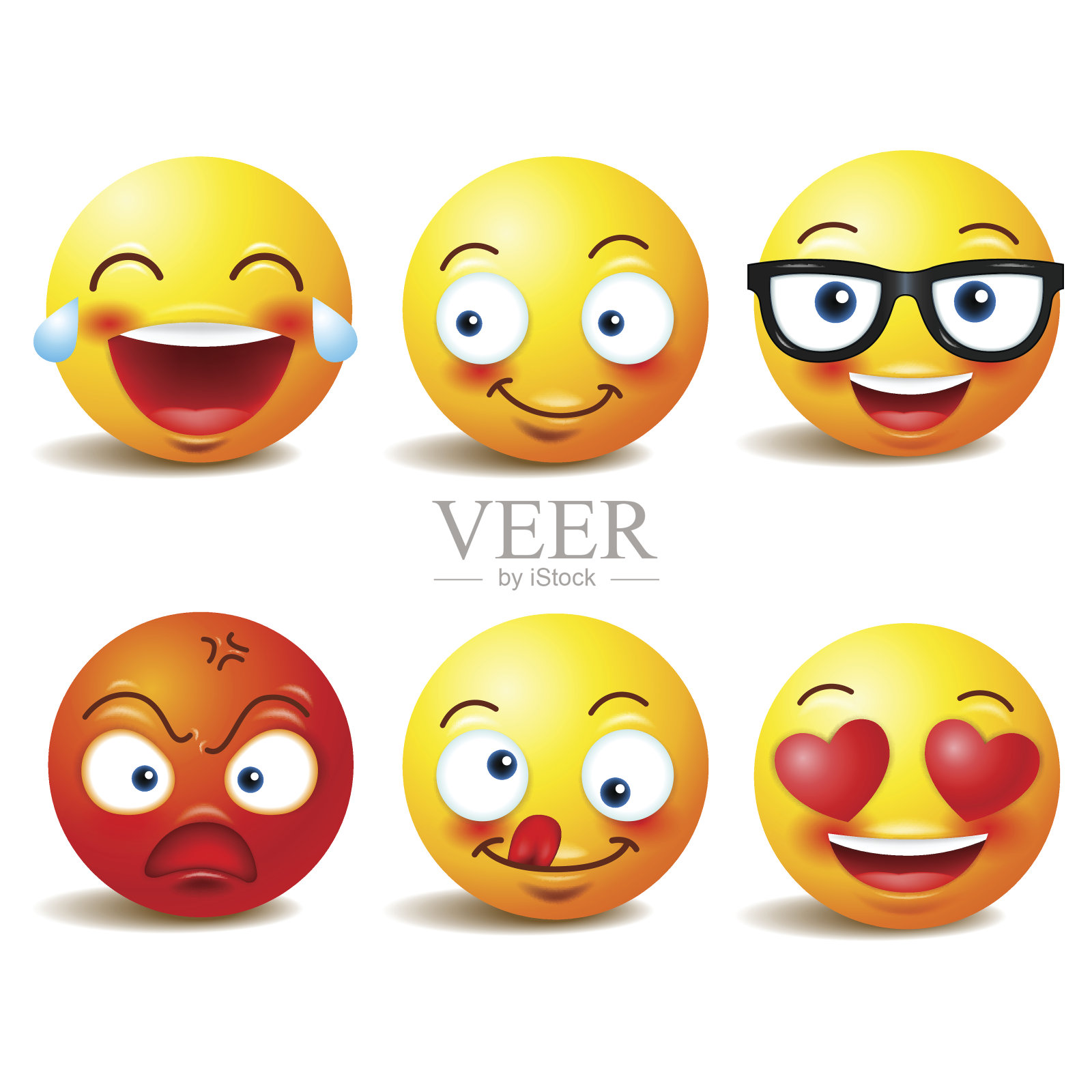 笑脸图标或黄色的表情符号与情感的有趣的脸在现实中。emojis .Vector插图插画图片素材