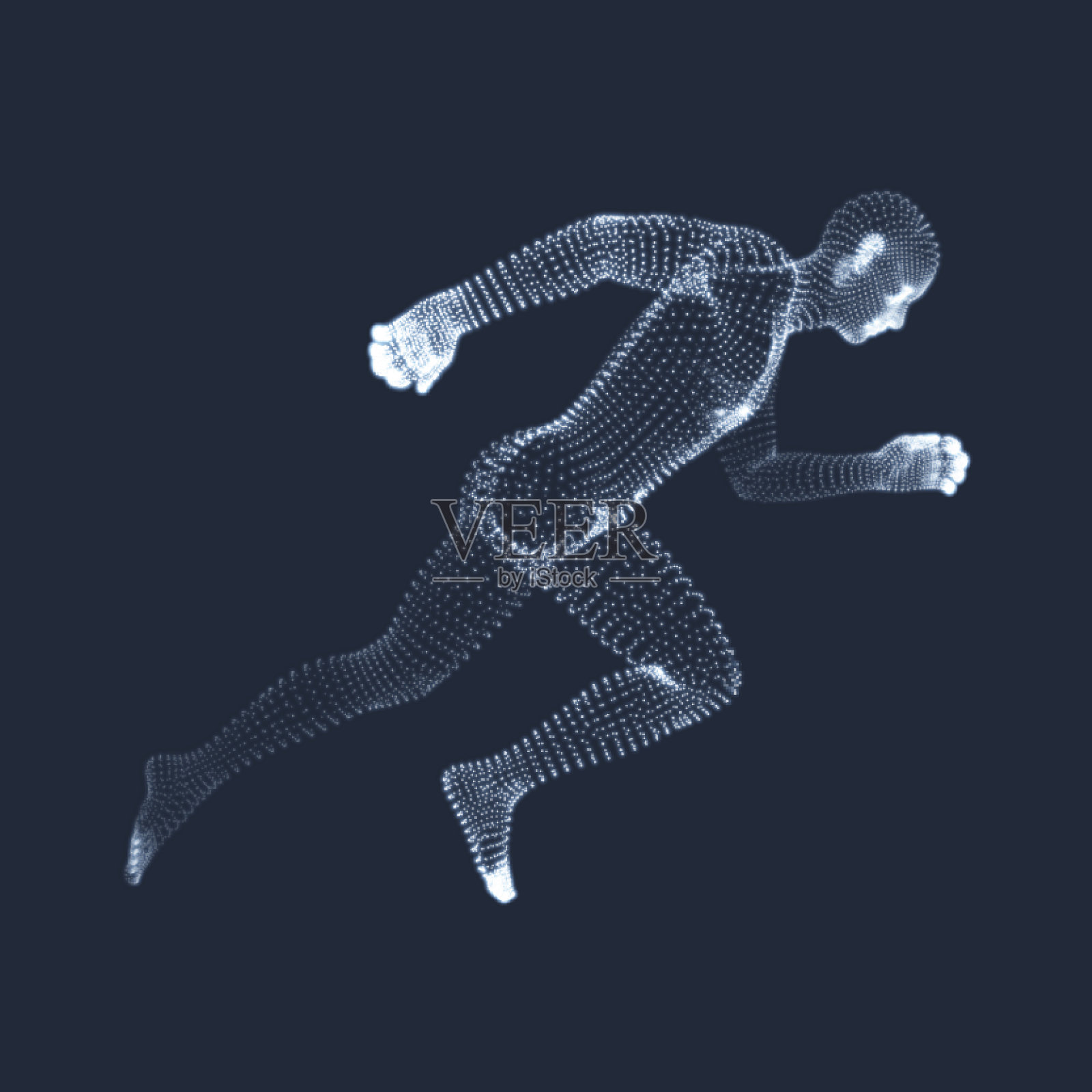 奔跑的人，3D模型的人。人体模型。插画图片素材