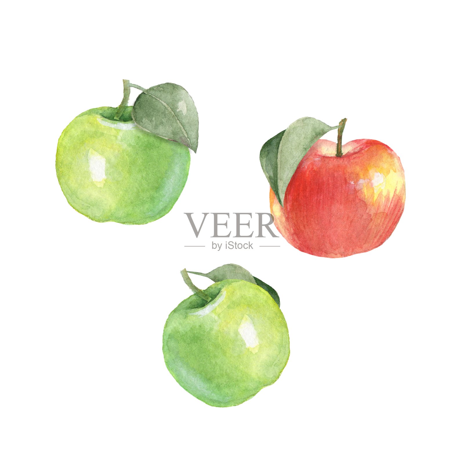 水彩苹果，孤立的白色背景插画图片素材