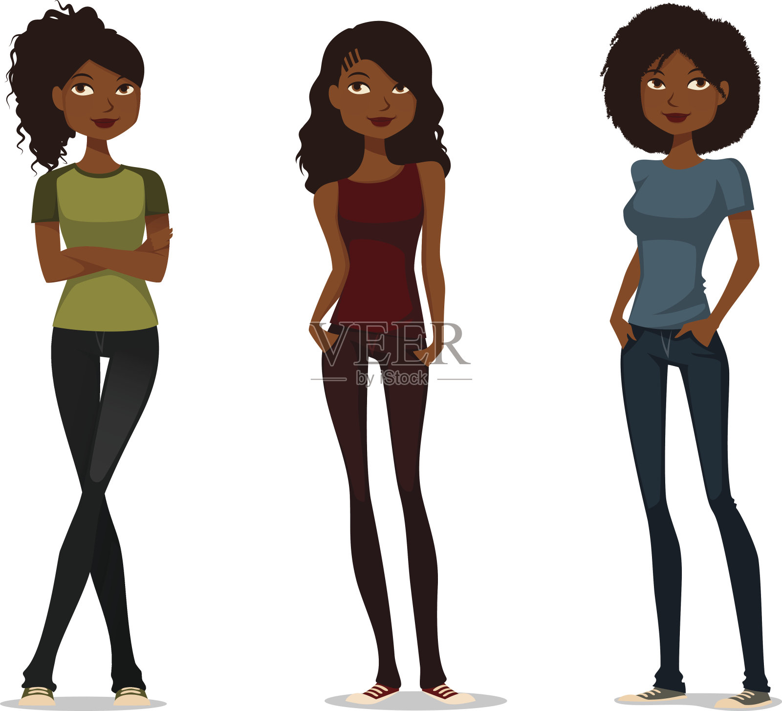 非洲裔美国女孩插画图片素材