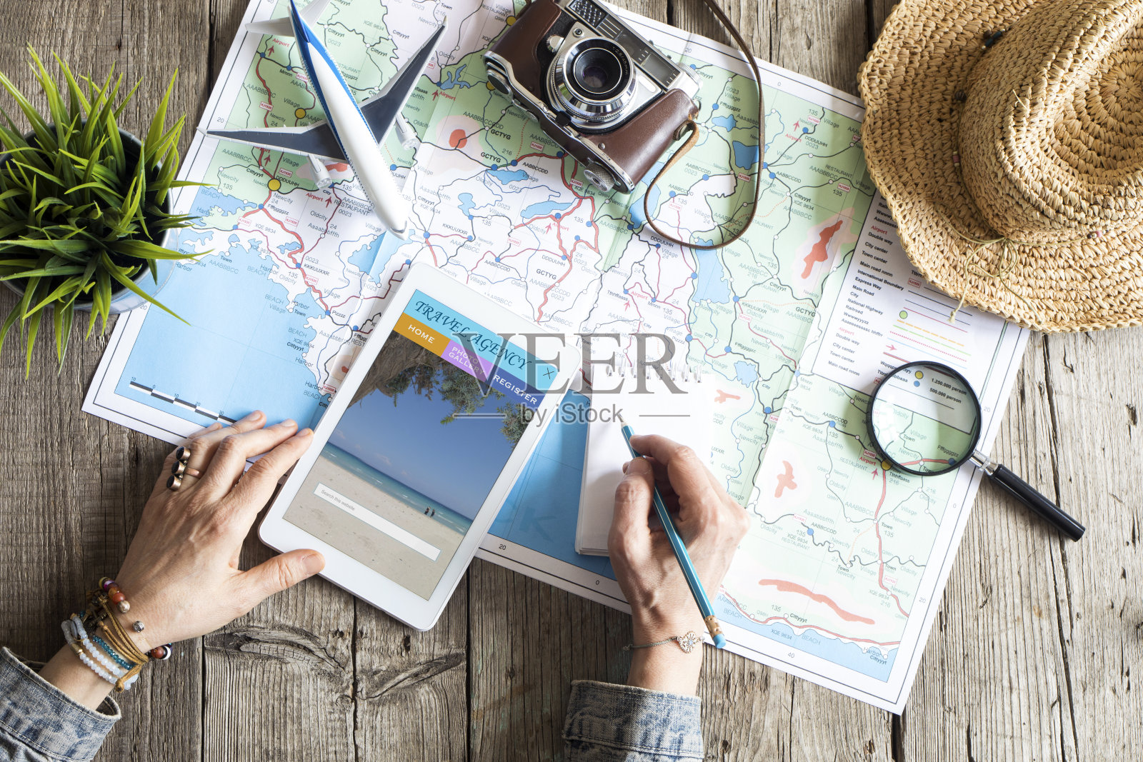 地图上的旅游规划概念照片摄影图片