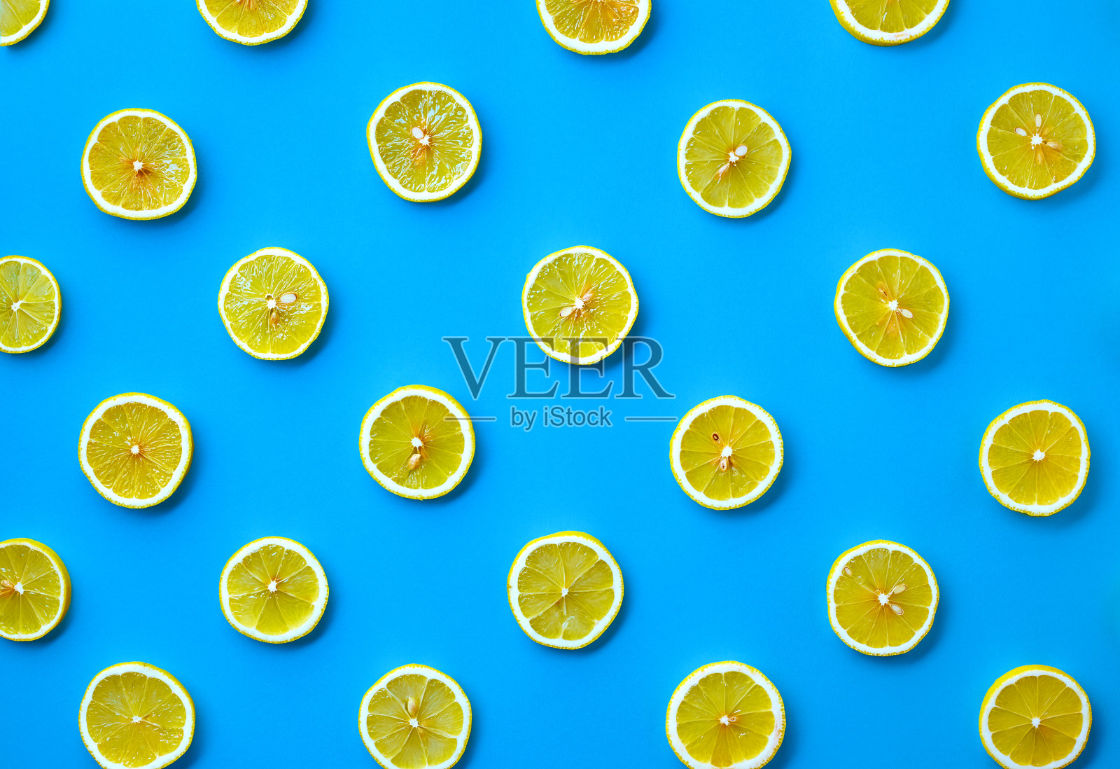 五彩缤纷的柠檬片图案插画图片素材