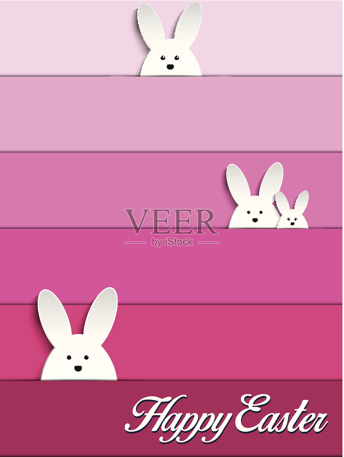 快乐的复活节兔子兔子在粉红色的背景插画图片素材