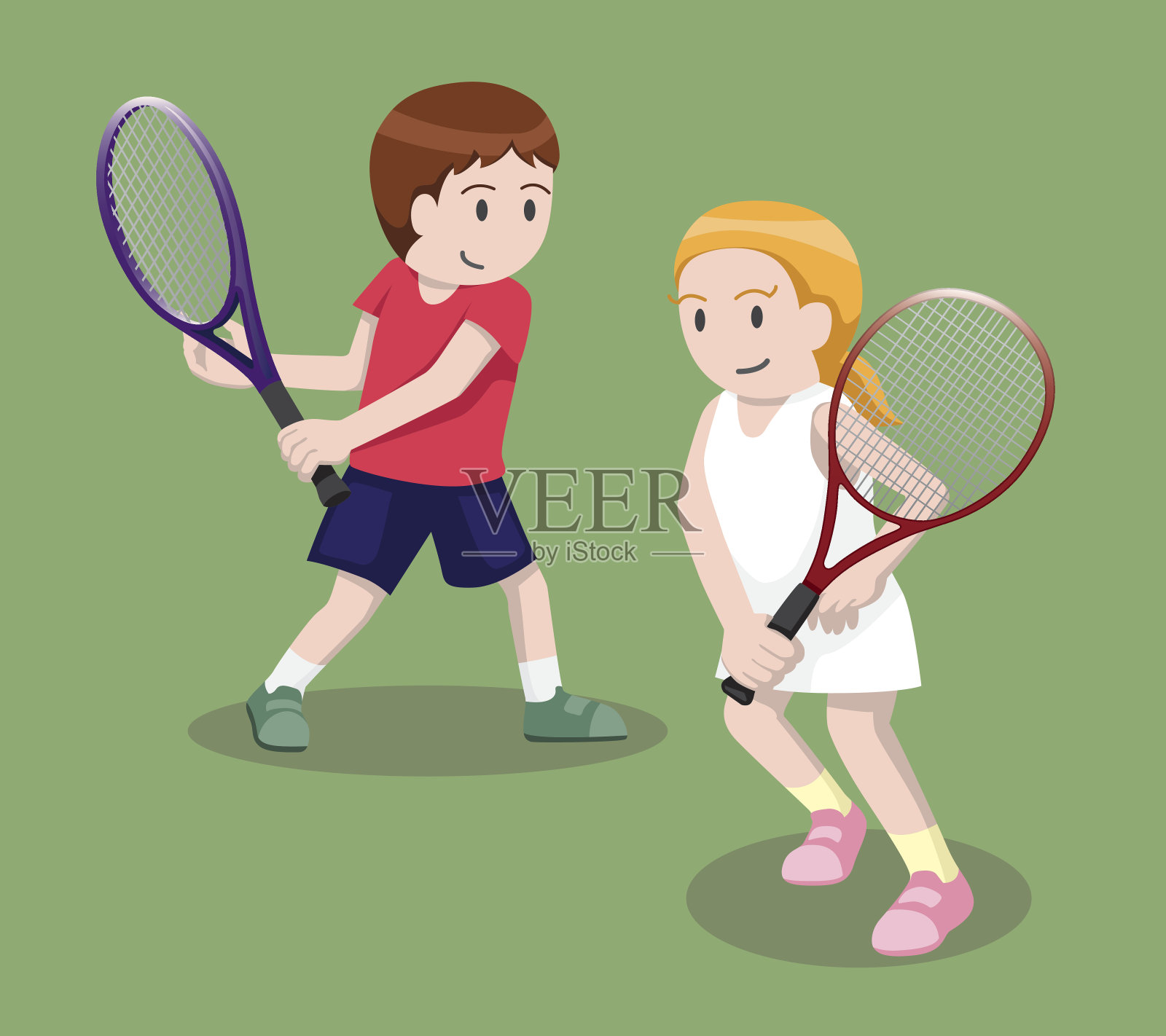 网球姿势卡通矢量插图5插画图片素材