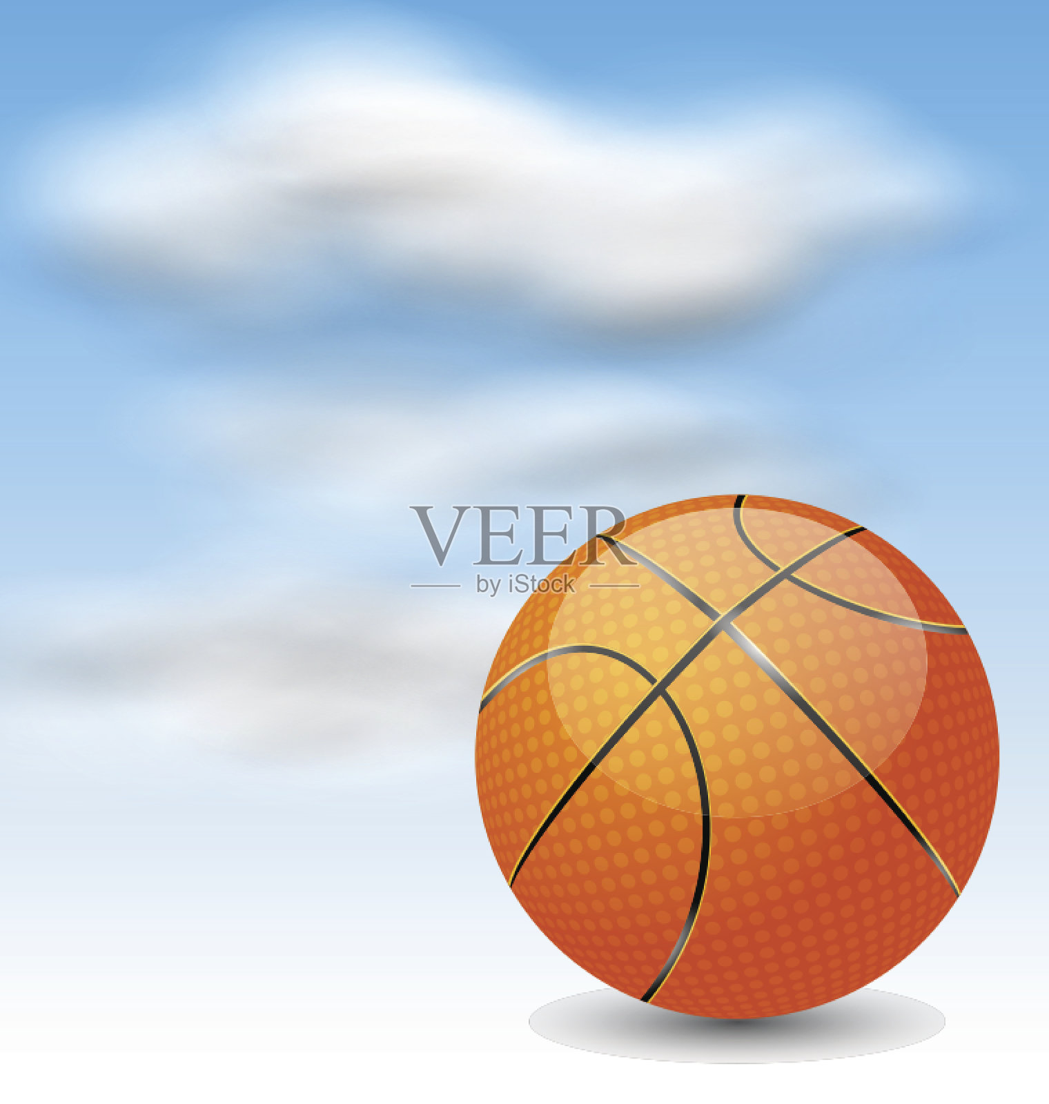 篮球在多云的天空背景插画图片素材