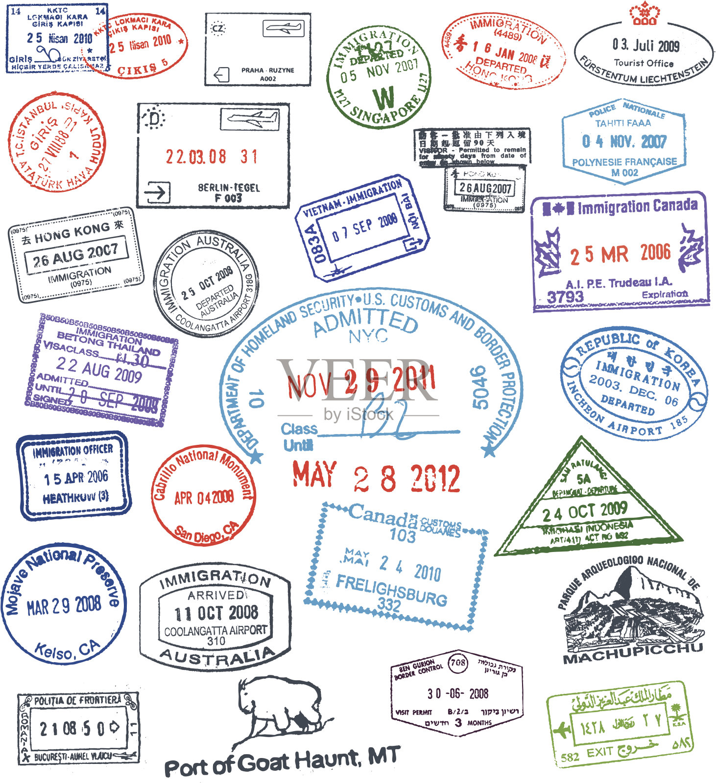 向量的护照邮票插画图片素材