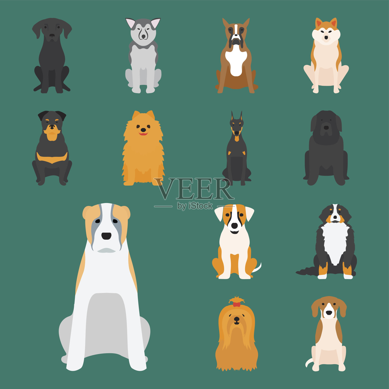 有趣的卡通狗角色面包卡通小狗友好可爱的狗矢量插图设计元素图片