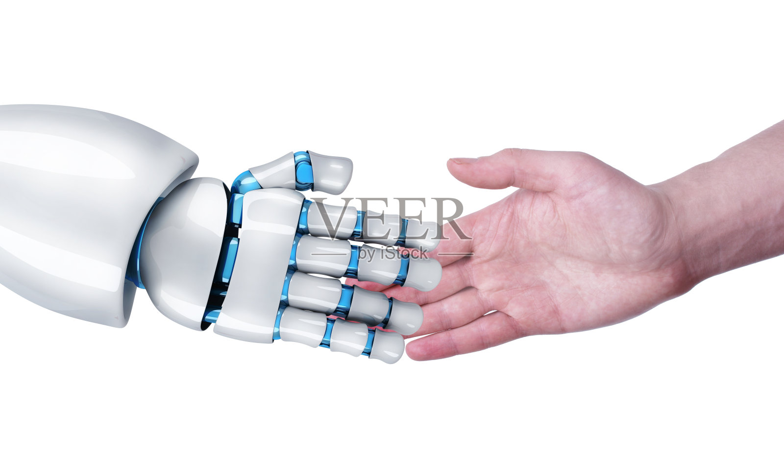 机器人和人的握手照片摄影图片