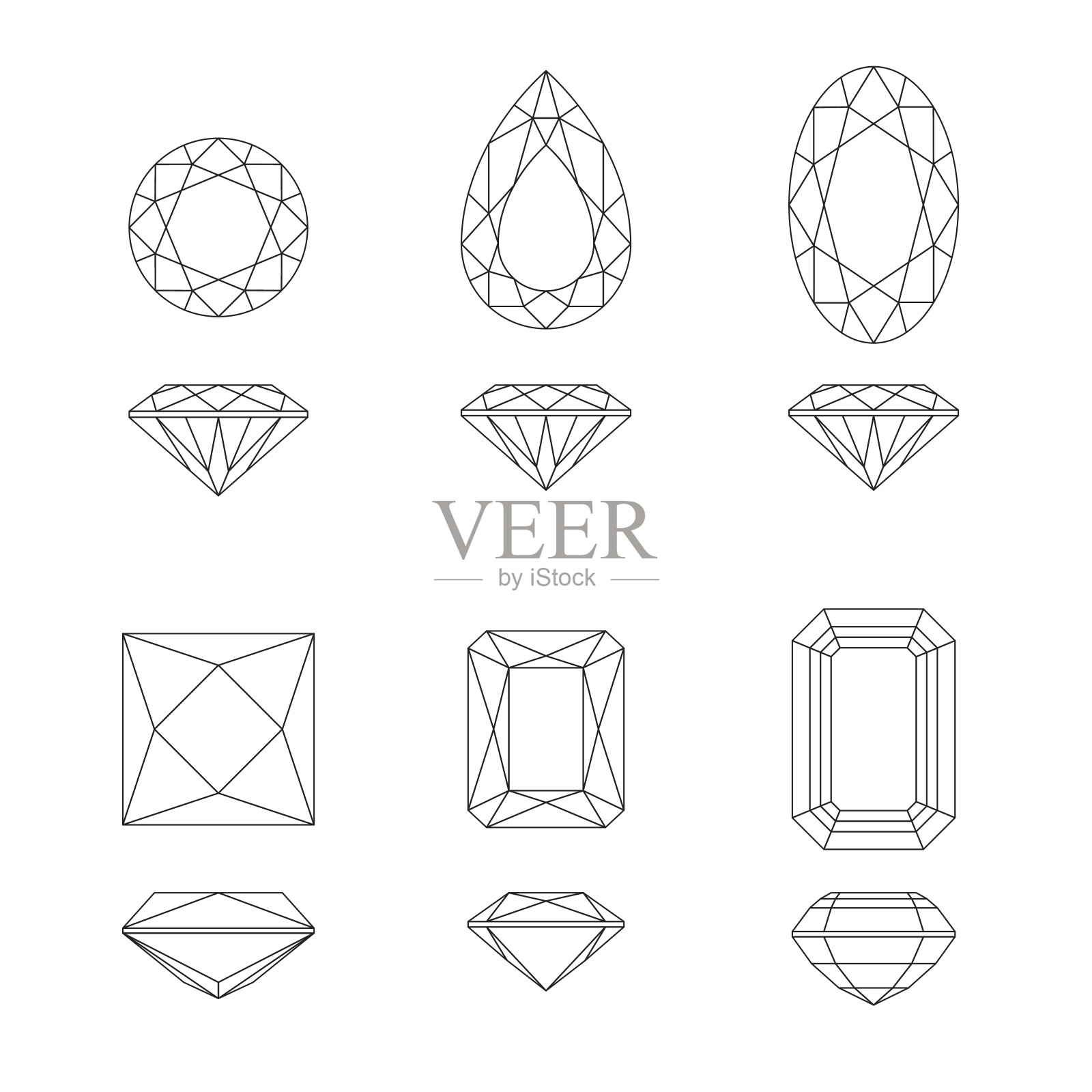钻石和宝石形状。插画图片素材