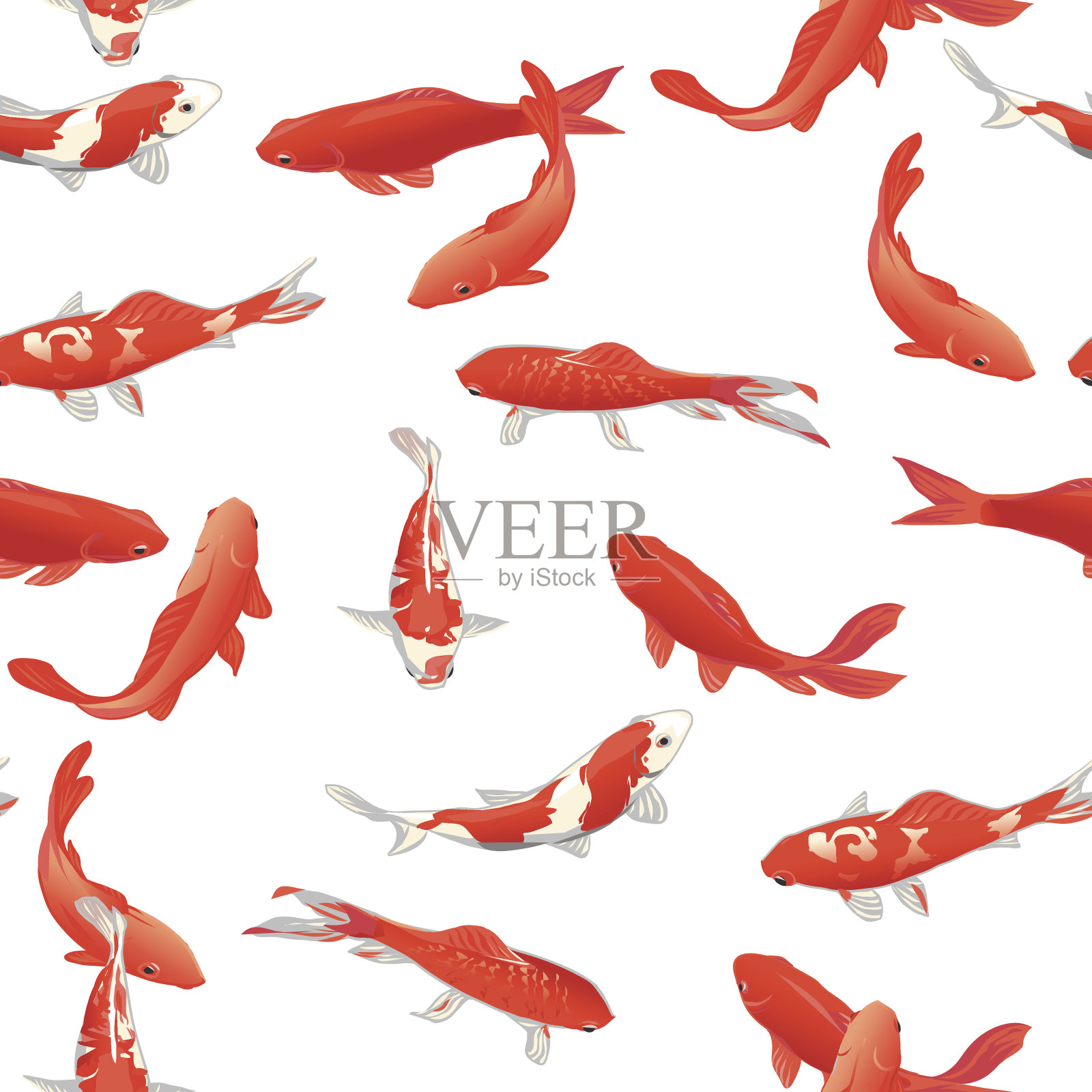 红锦鲤鱼无缝矢量打印插画图片素材