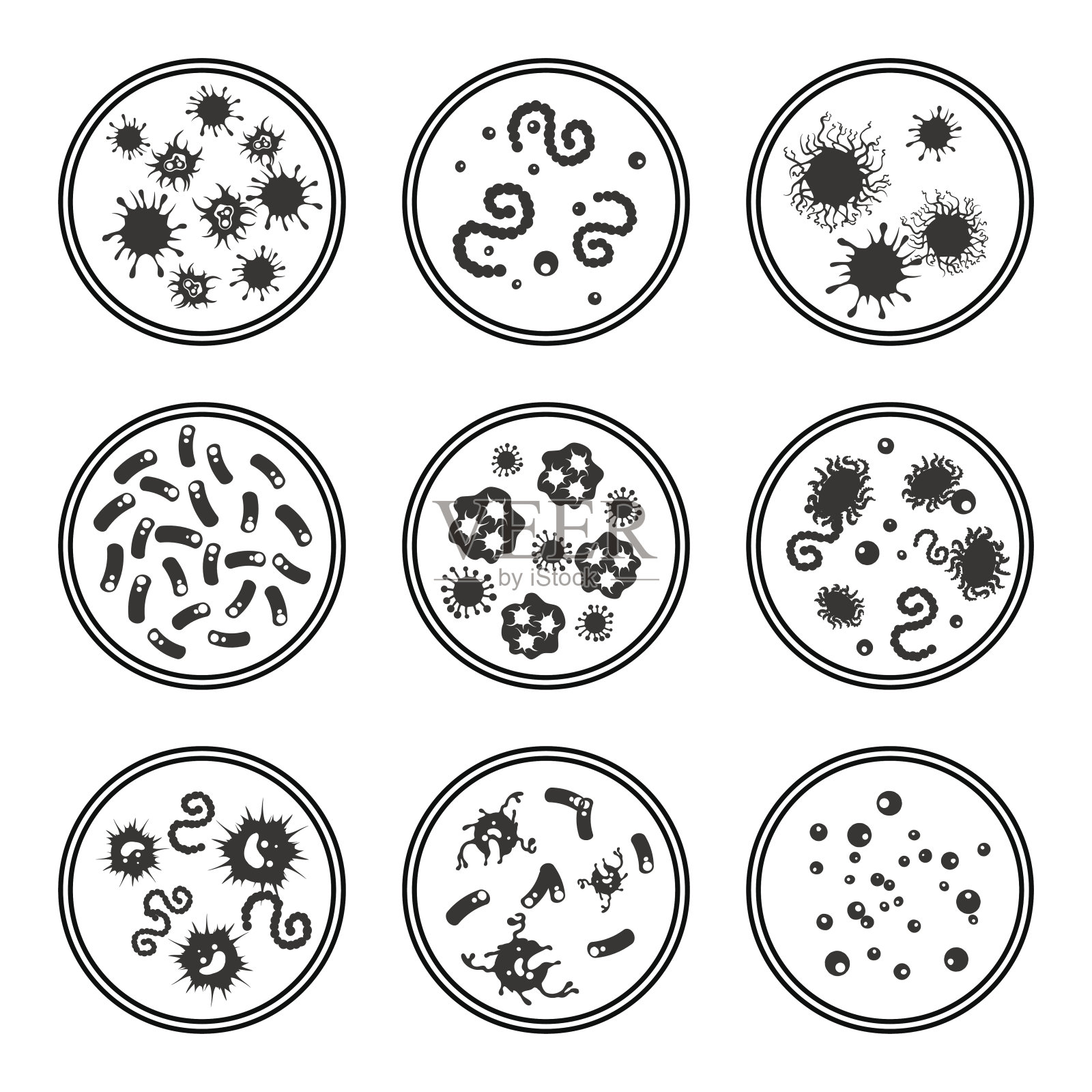 培养皿中的病原菌病毒插画图片素材