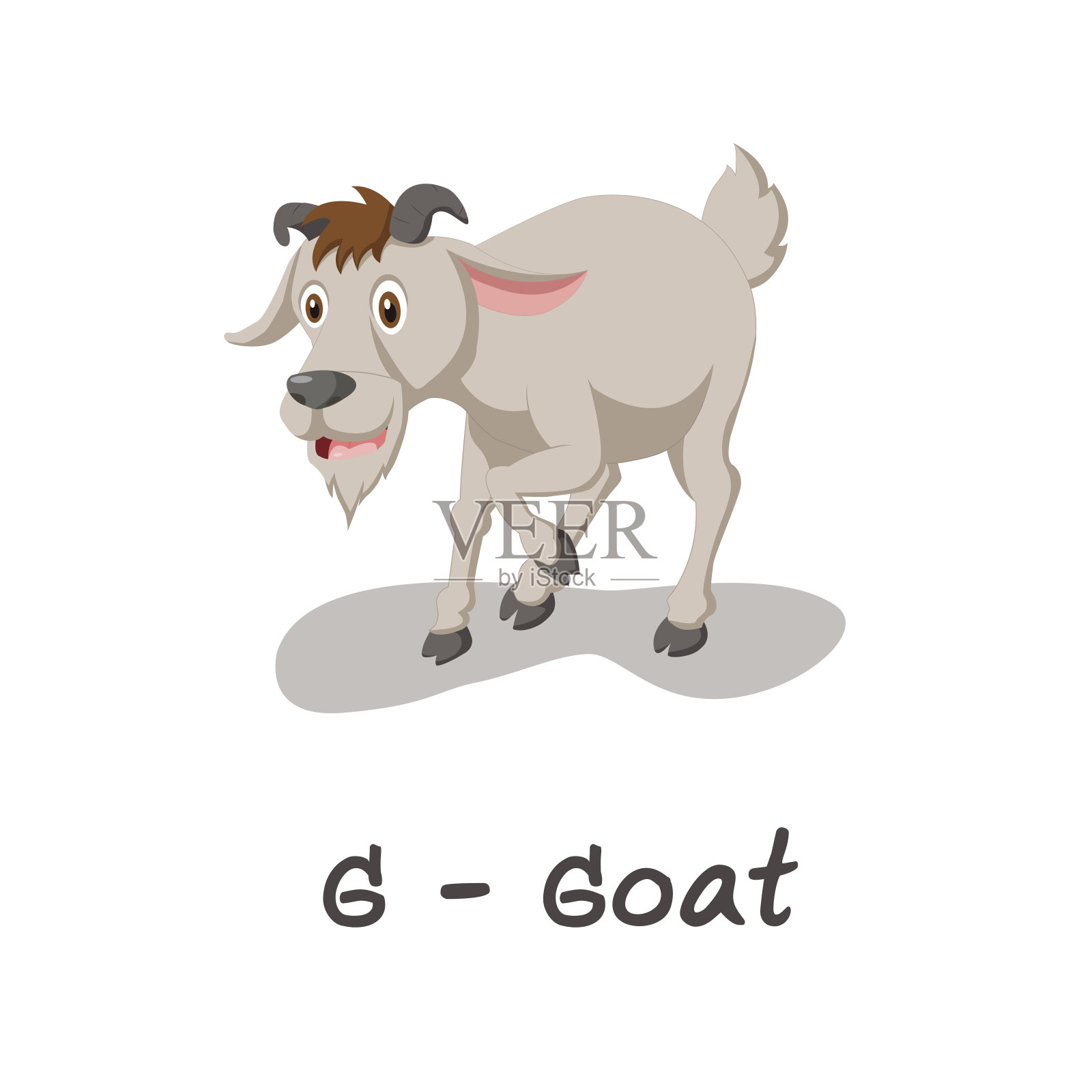 孩子们的独立动物字母，G代表山羊设计元素图片