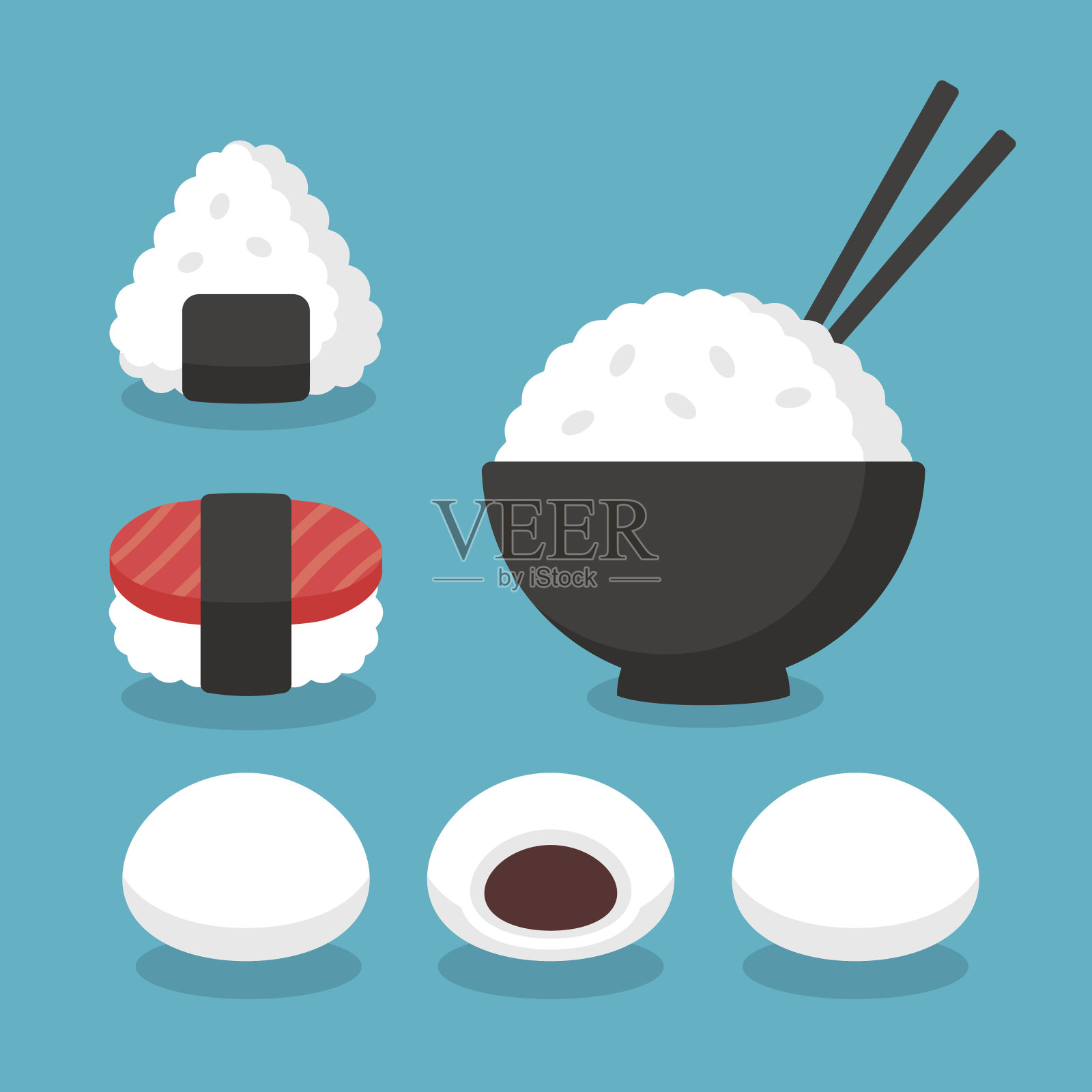 日本料理米饭插画图片素材