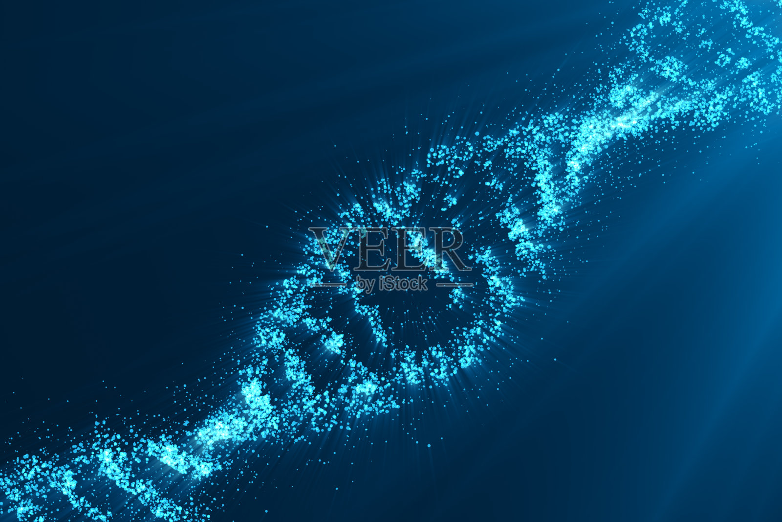 DNA的概念。结构网球从飞行的碎片。细线的概念。蓝色风格的插图。三维渲染插画图片素材
