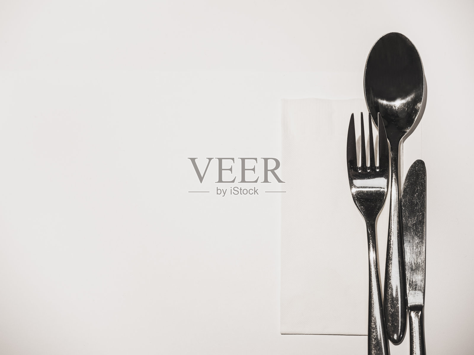 菜单设计叉子勺子刀在白色的背景照片摄影图片