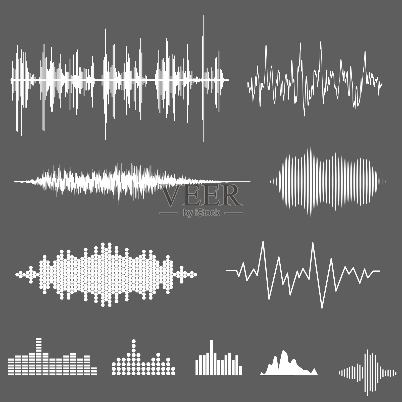 向量的声音波形。声波和音乐脉搏插画图片素材