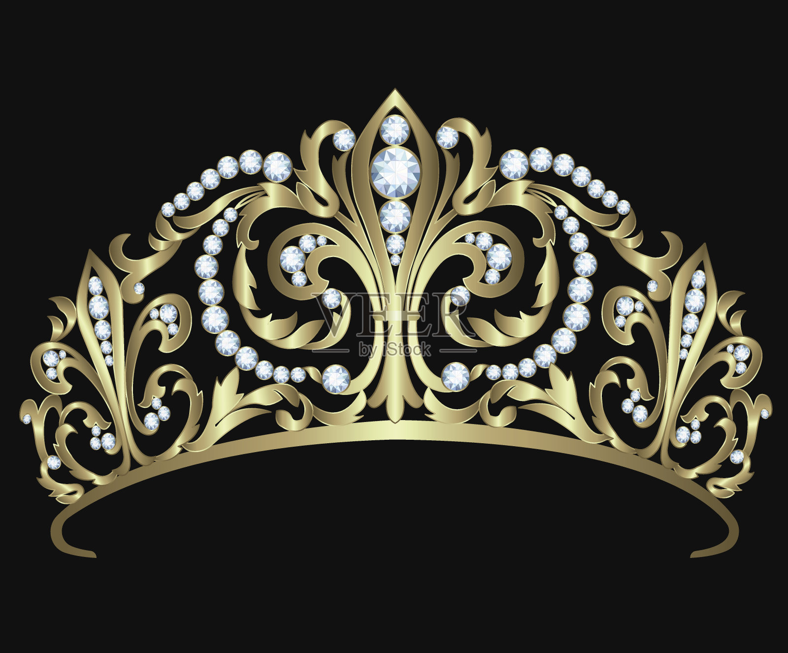 镶钻石的金王冠插画图片素材