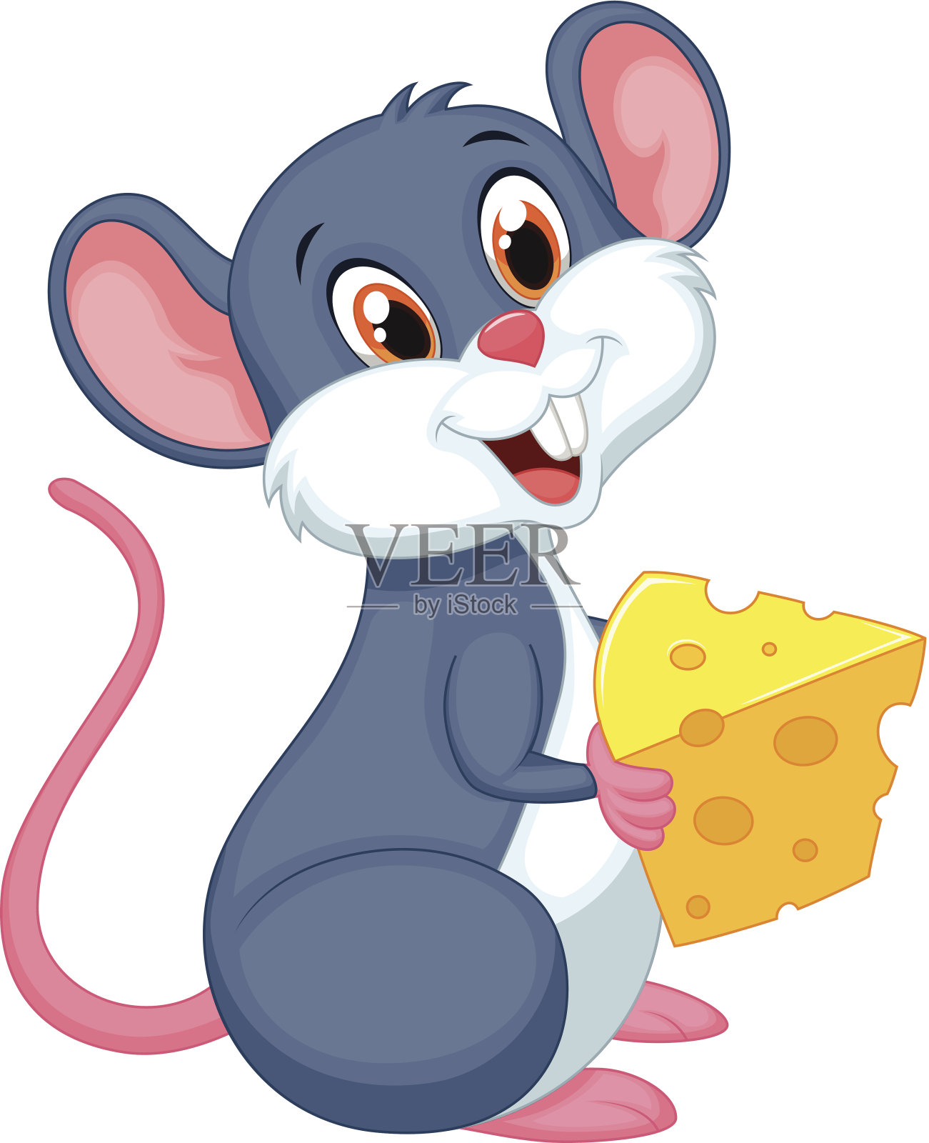 可爱的卡通老鼠拿着一块奶酪设计元素图片