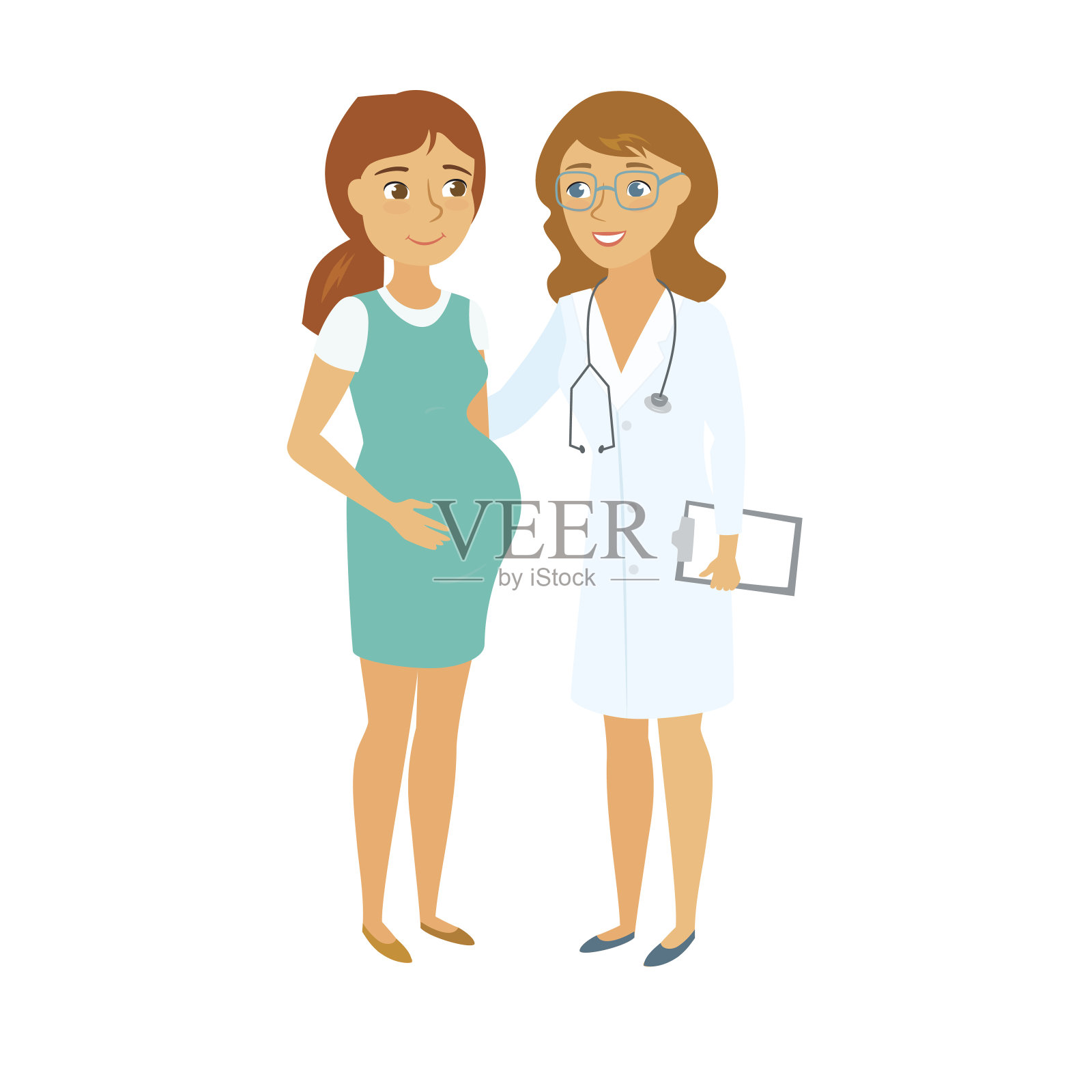孕妇和医生插画图片素材