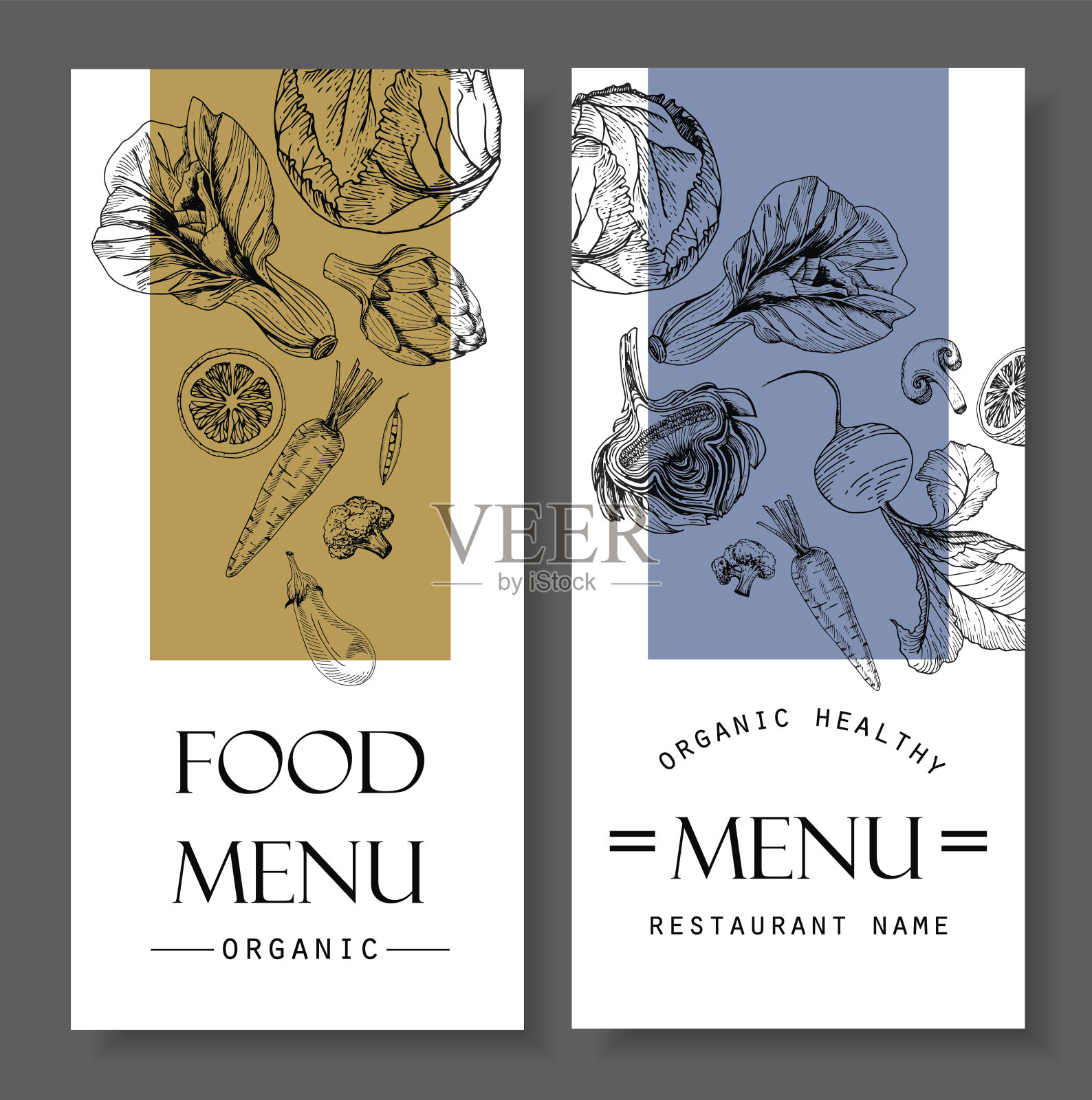 餐厅菜品菜单设计蔬菜有机健康插画图片素材