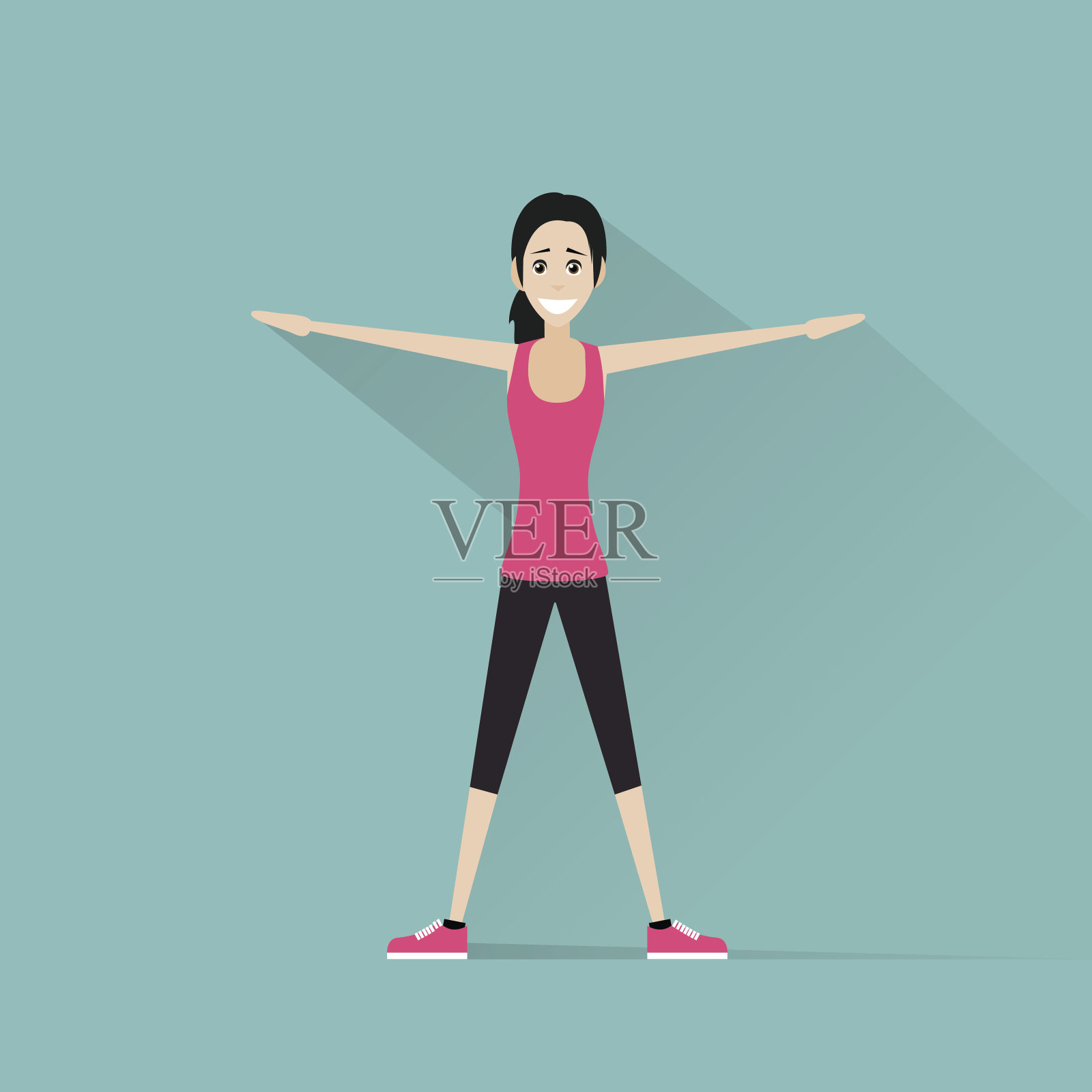运动健身女人运动健身女孩平面图标插画图片素材